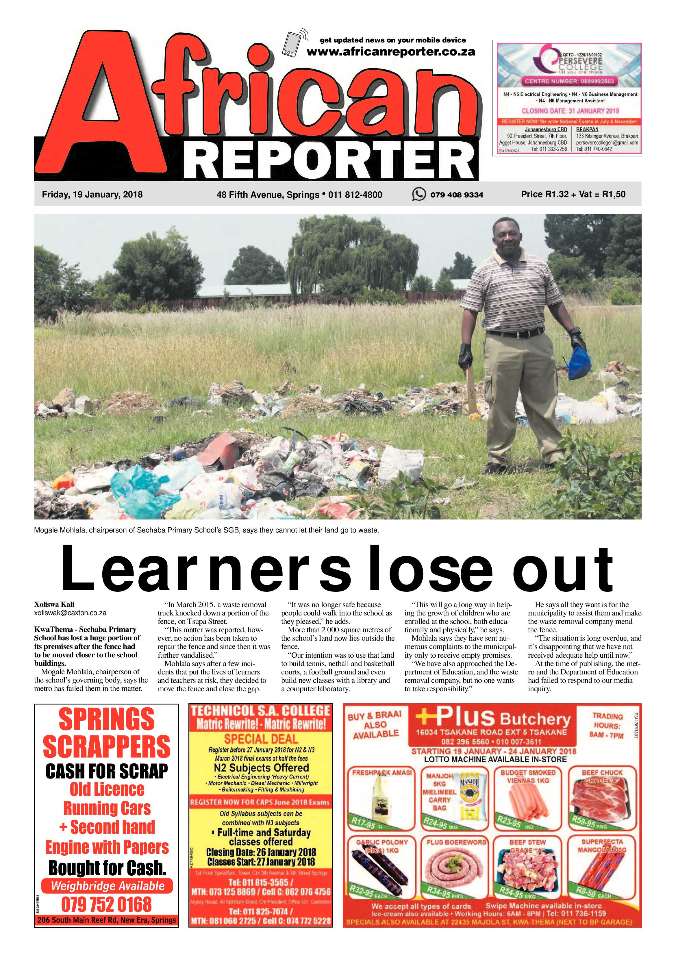African Reporter 19 January 2018 page 1