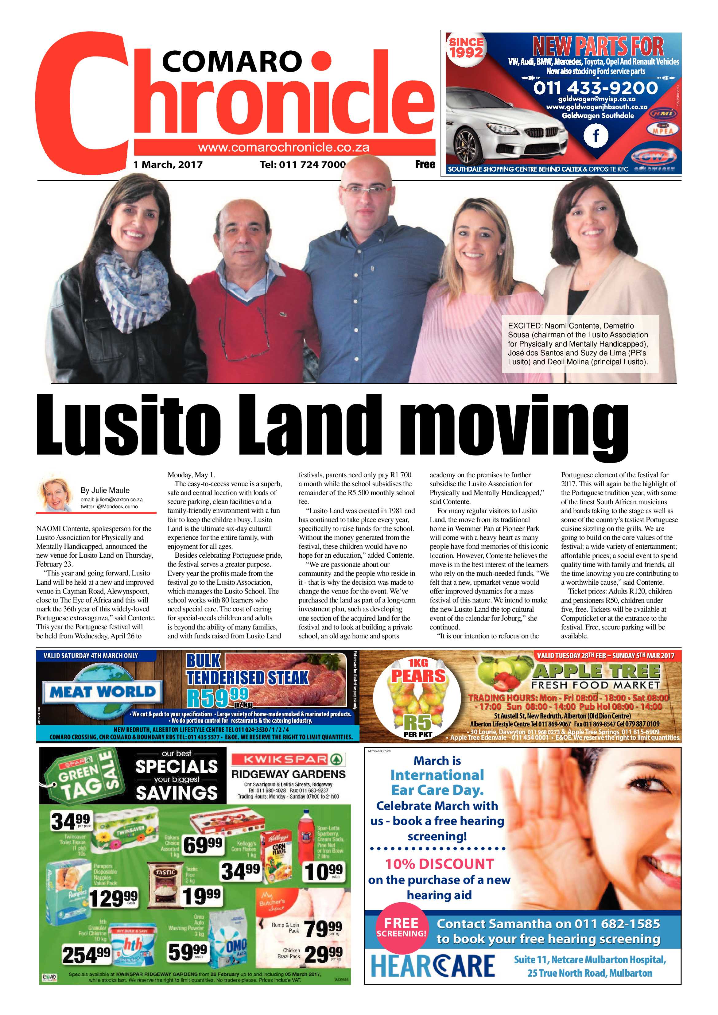 Comaro Chronicle 01 March 2017 page 1
