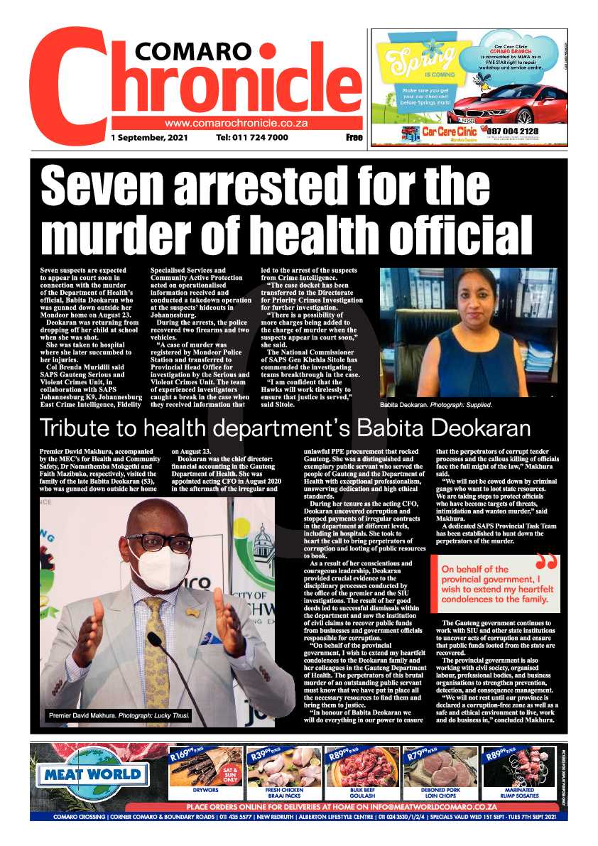 Comaro Chronicle 01 September 2021 page 1