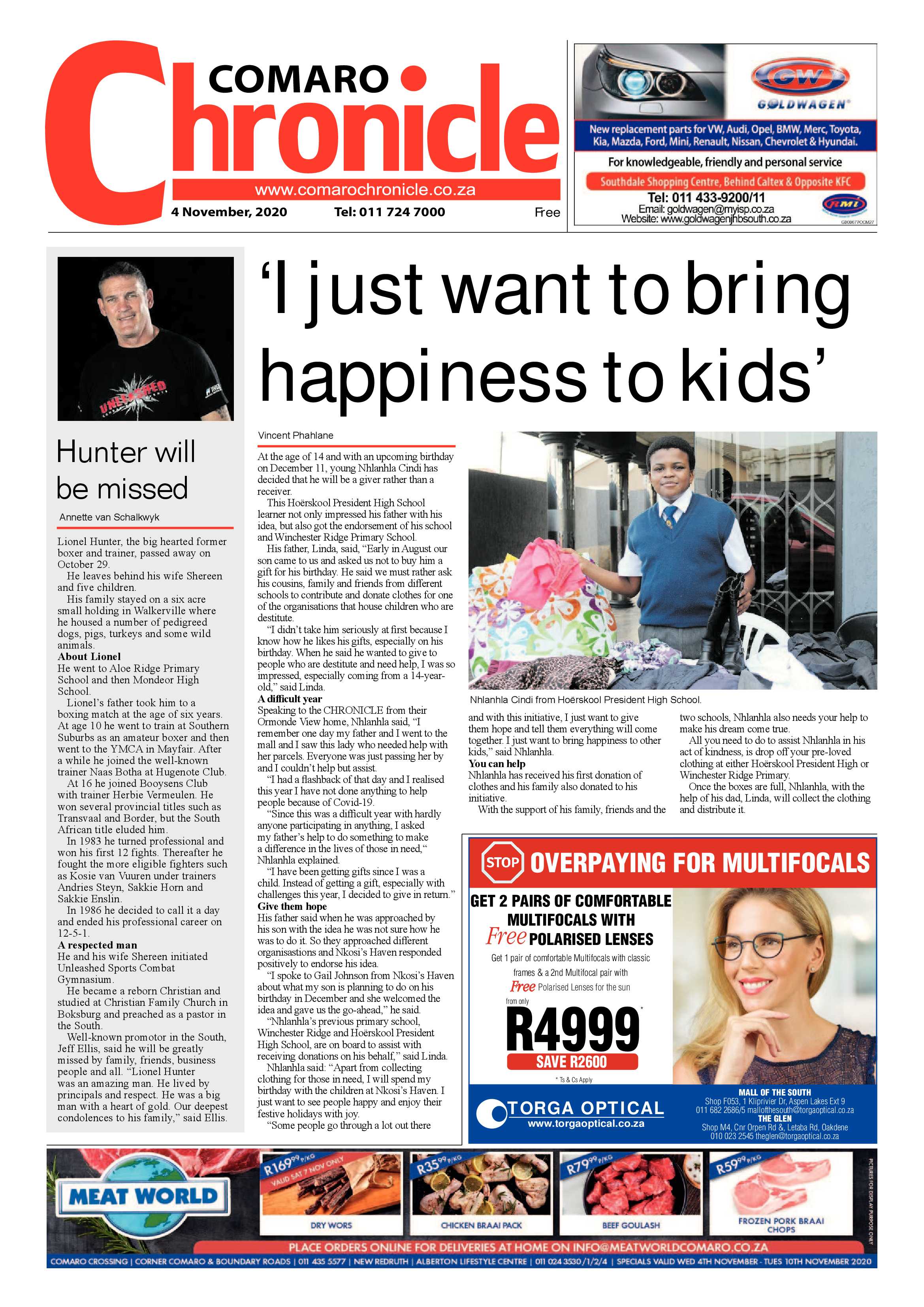 Comaro Chronicle 04 November  2020 page 1