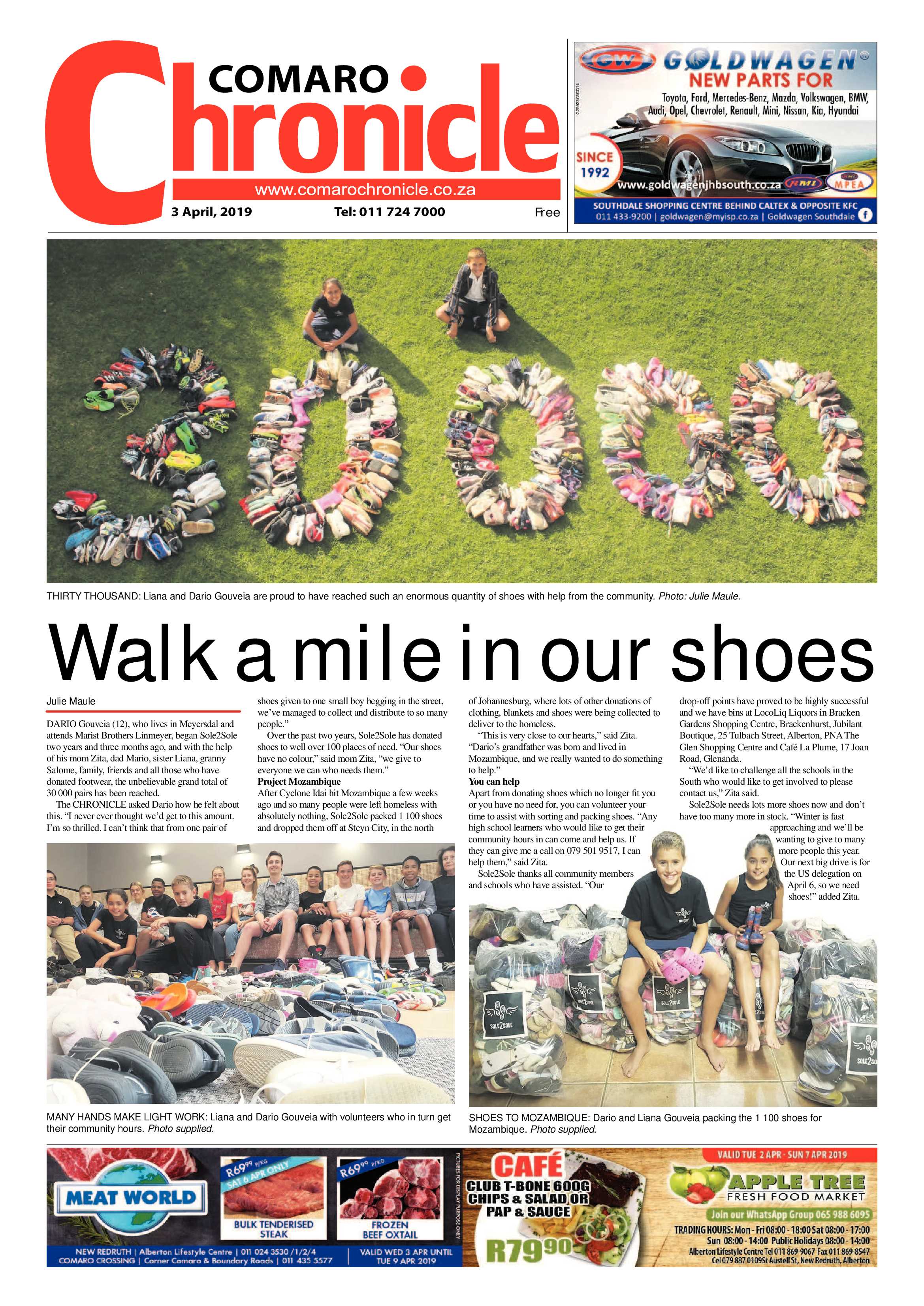 Comaro Chronicle 03 April 2019 page 1