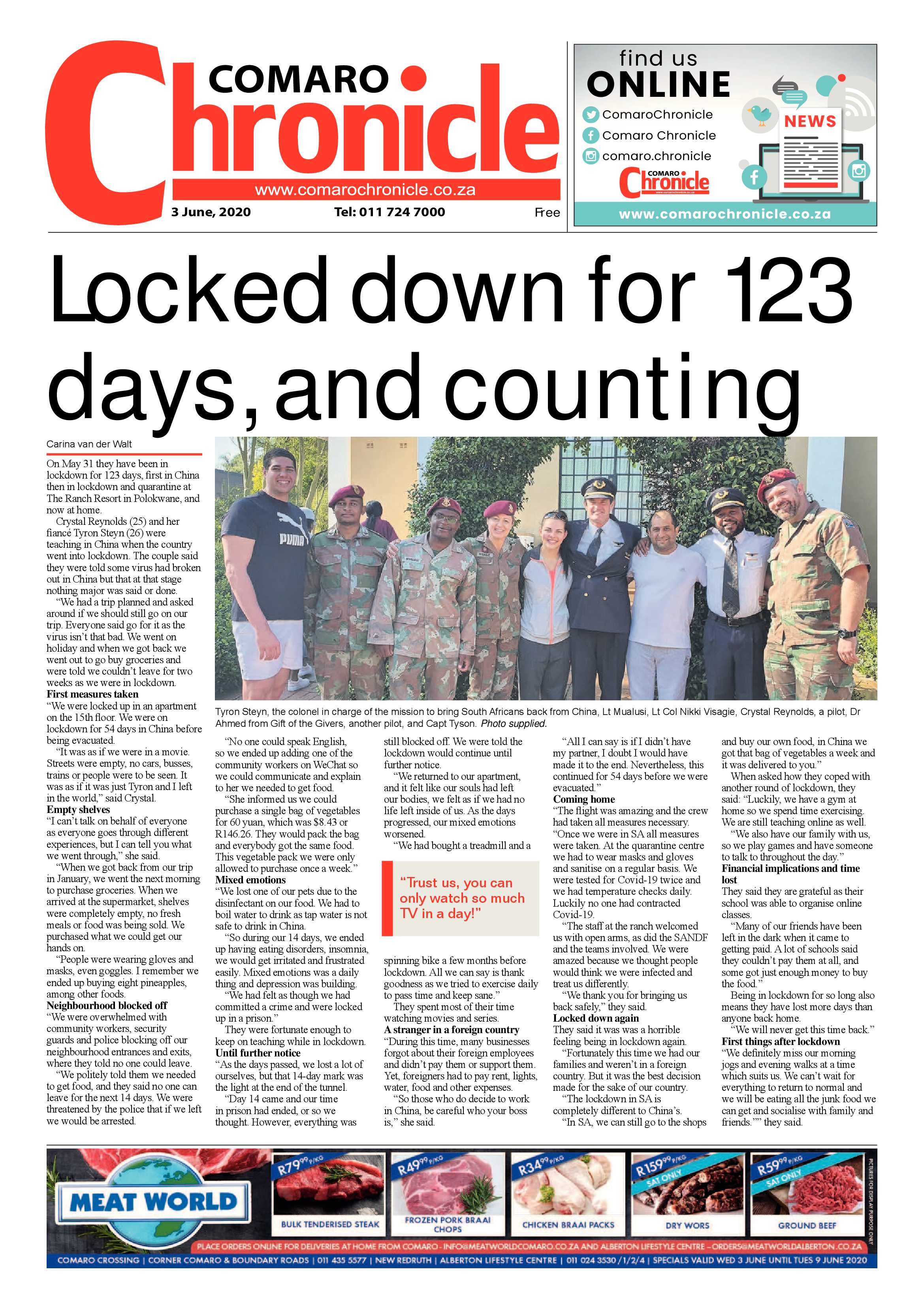 Comaro Chronicle 03 June 2020 page 1