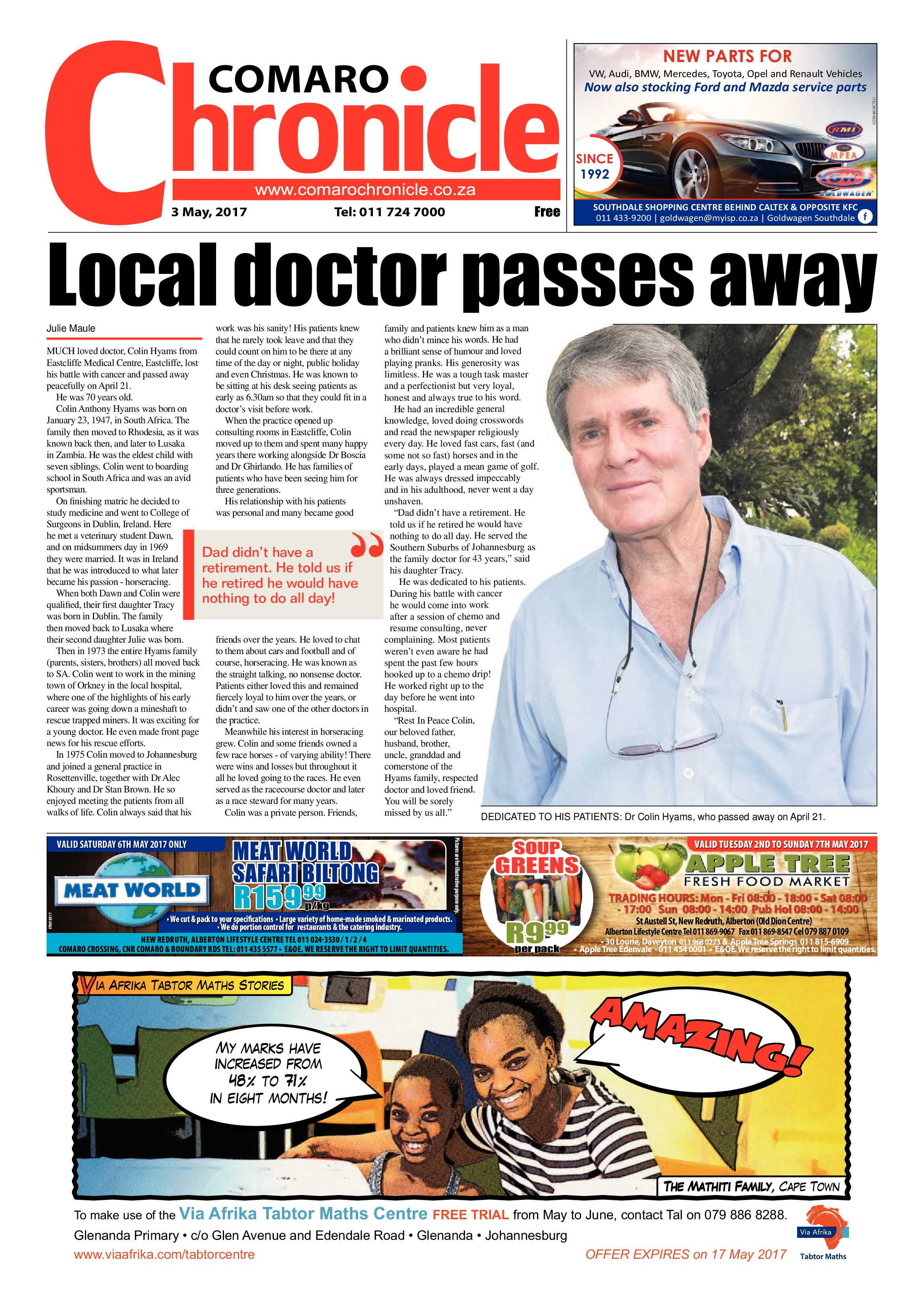 Comaro Chronicle 03 May 2017 page 1
