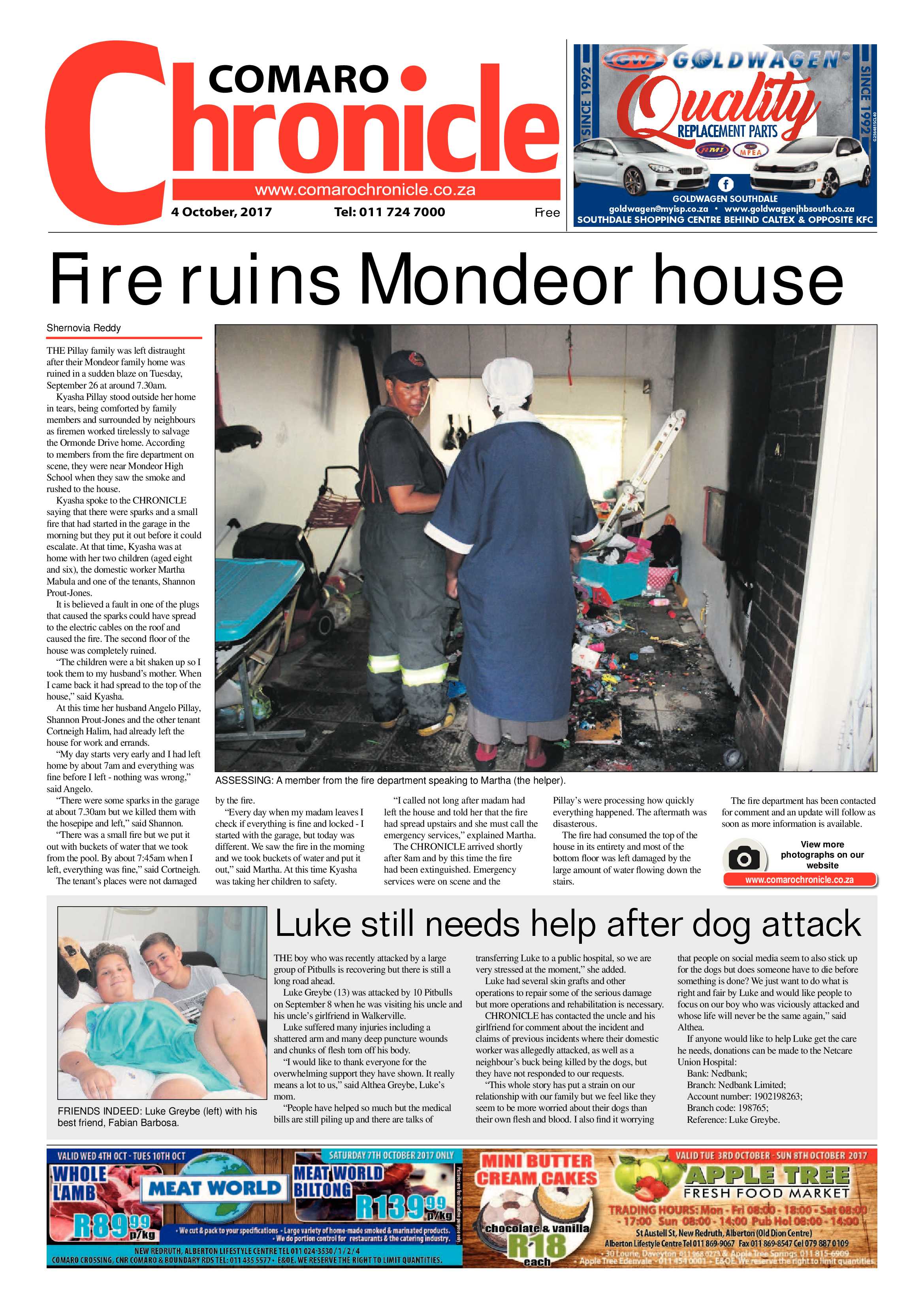 Comaro Chronicle 04 October 2017 page 1