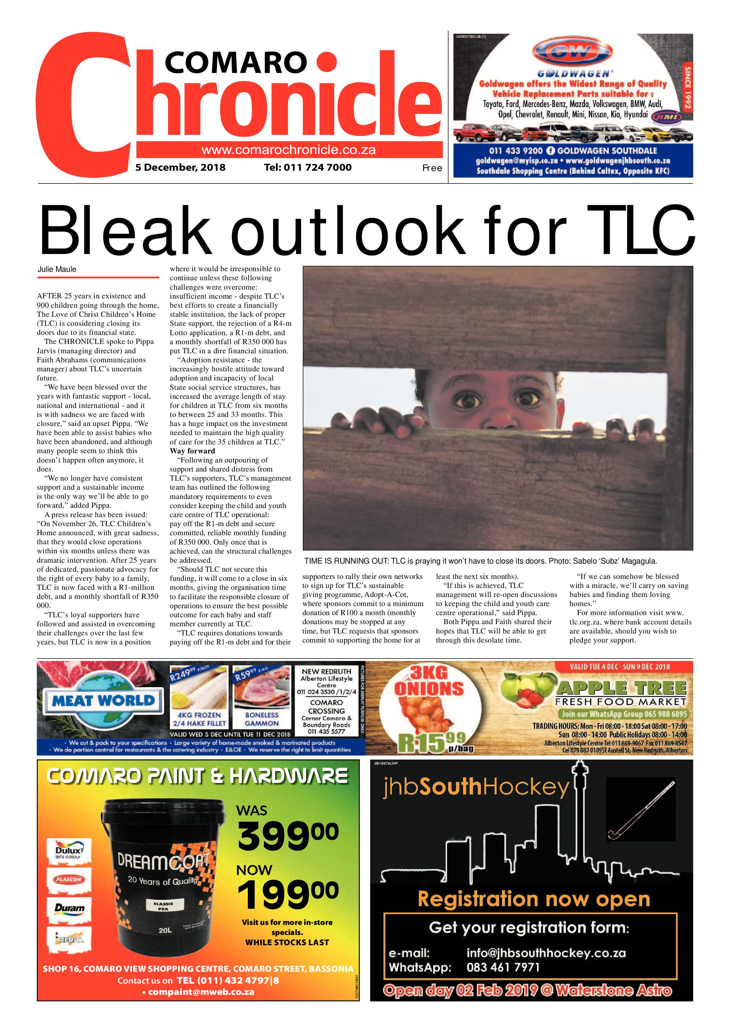 Comaro Chronicle 05 December 2018 page 1