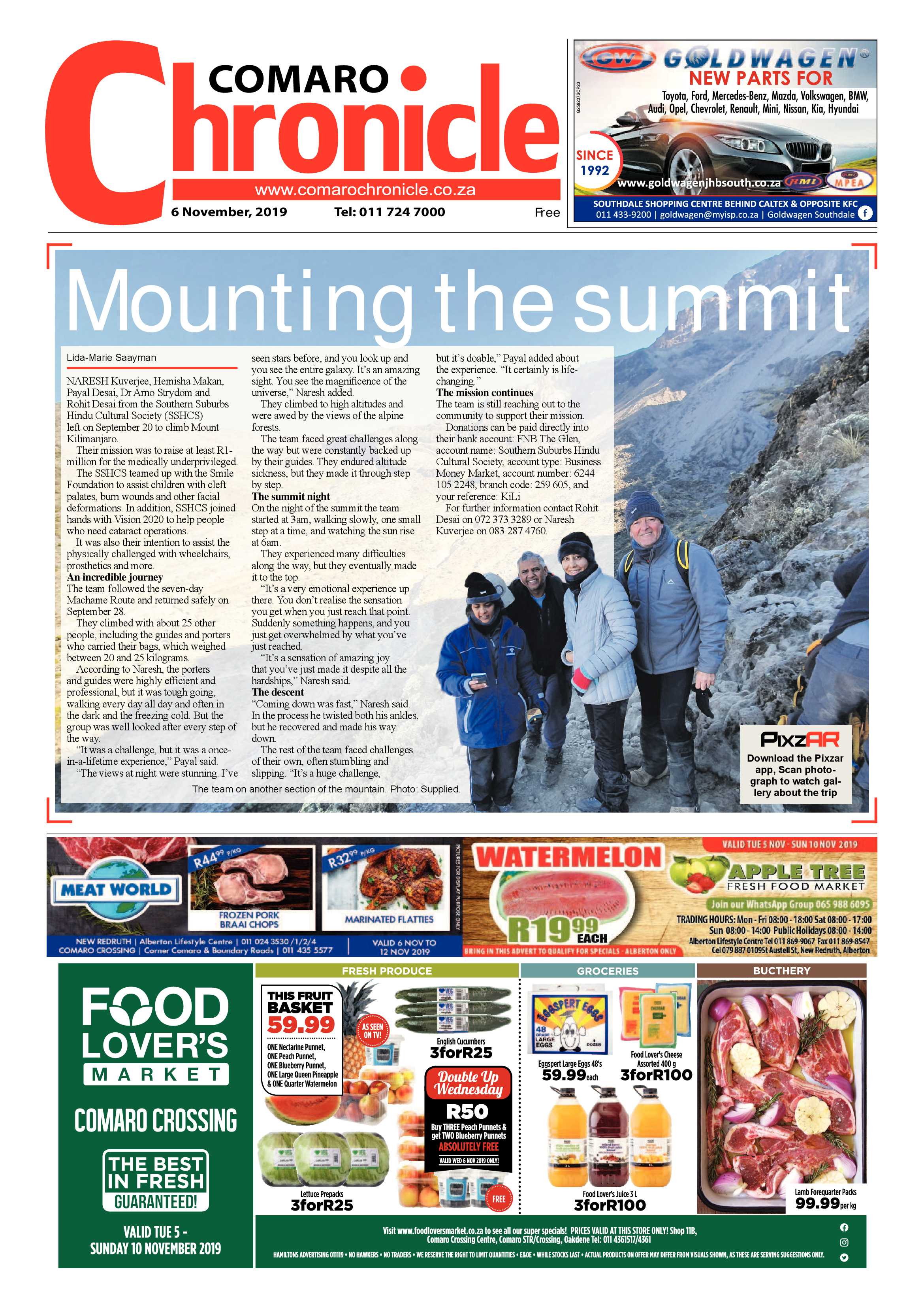 Comaro Chronicle 06 November 2019 page 1