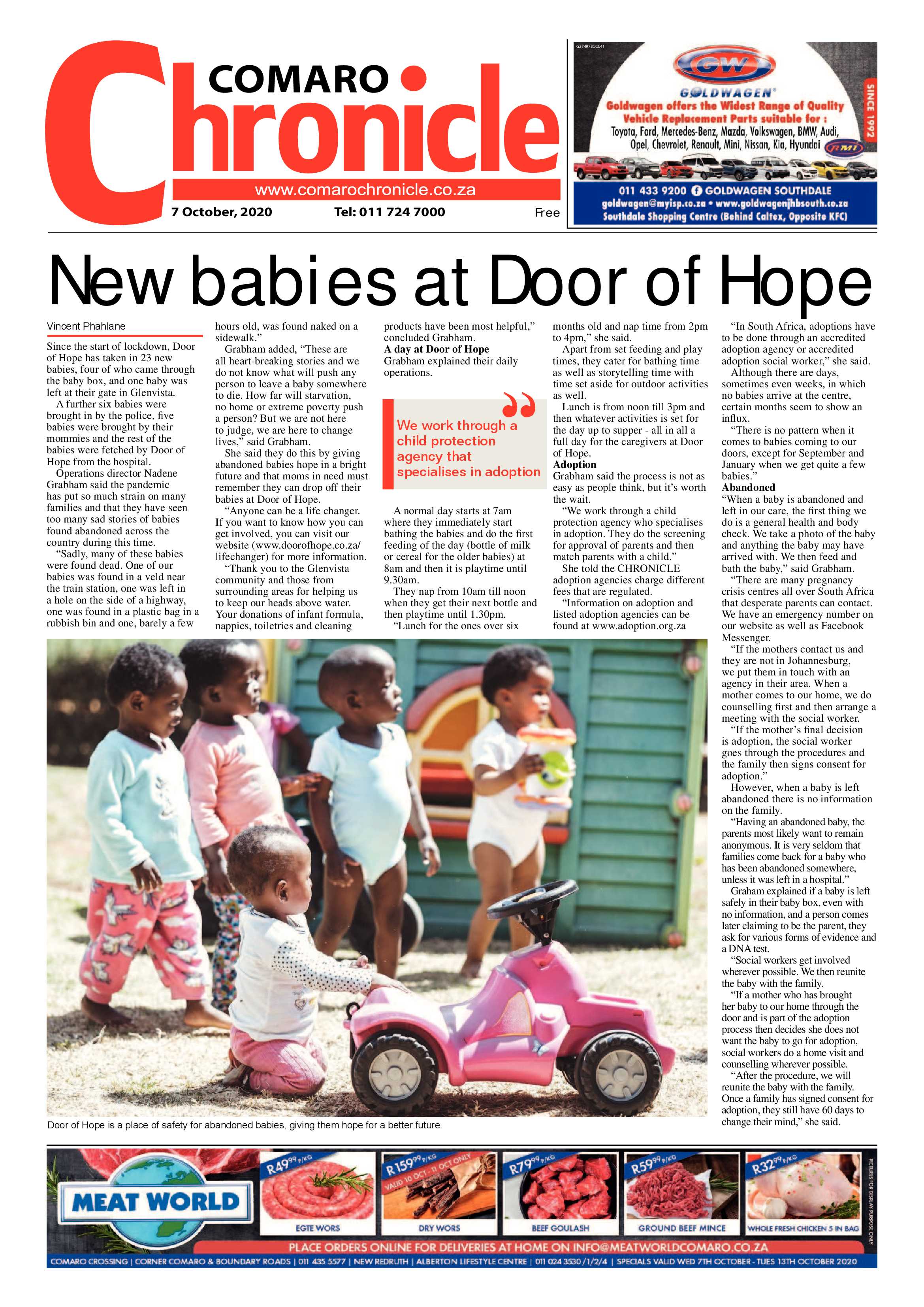 Comaro Chronicle 07 October 2020 page 1