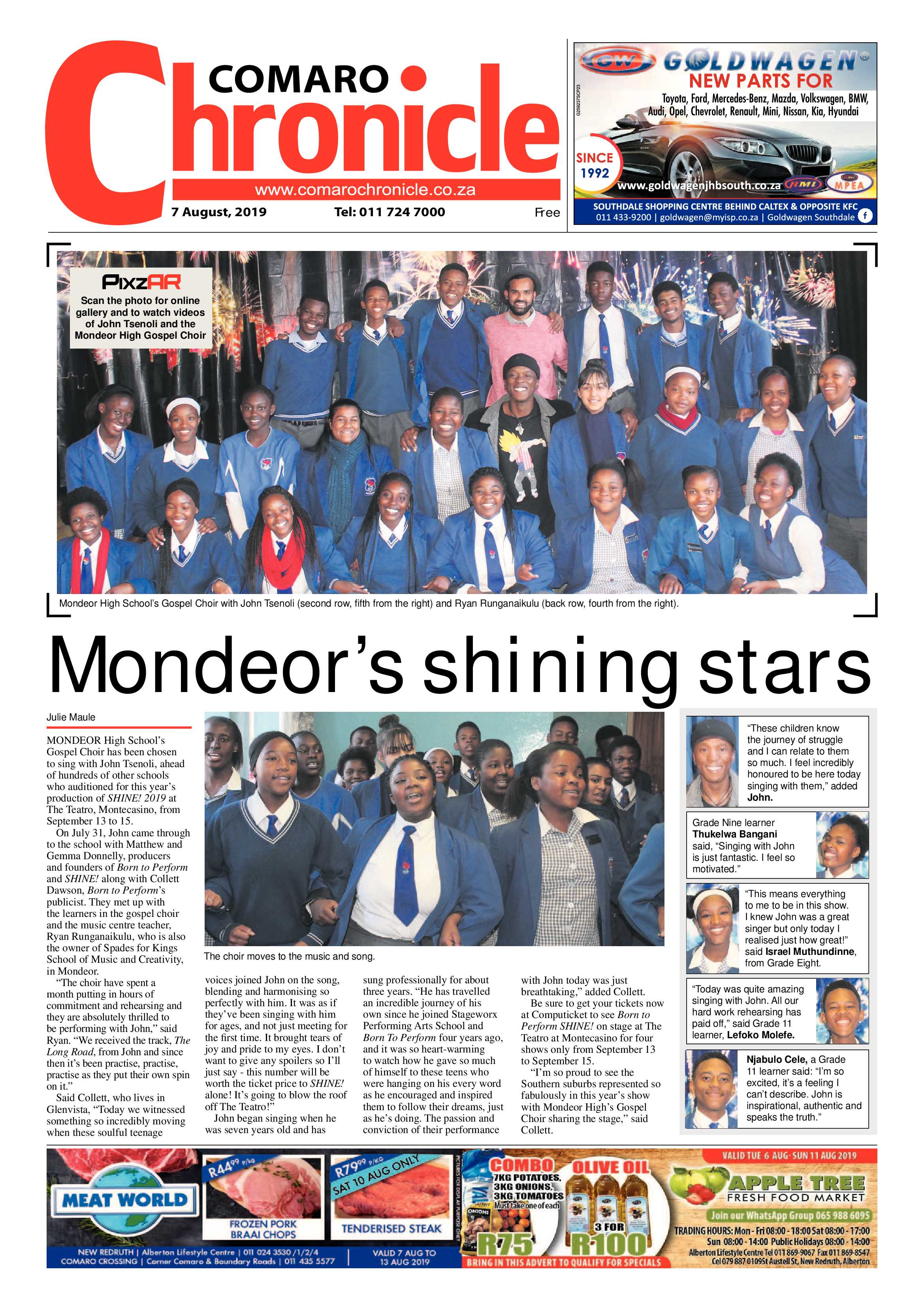 Comaro Chronicle 07 August 2019 page 1