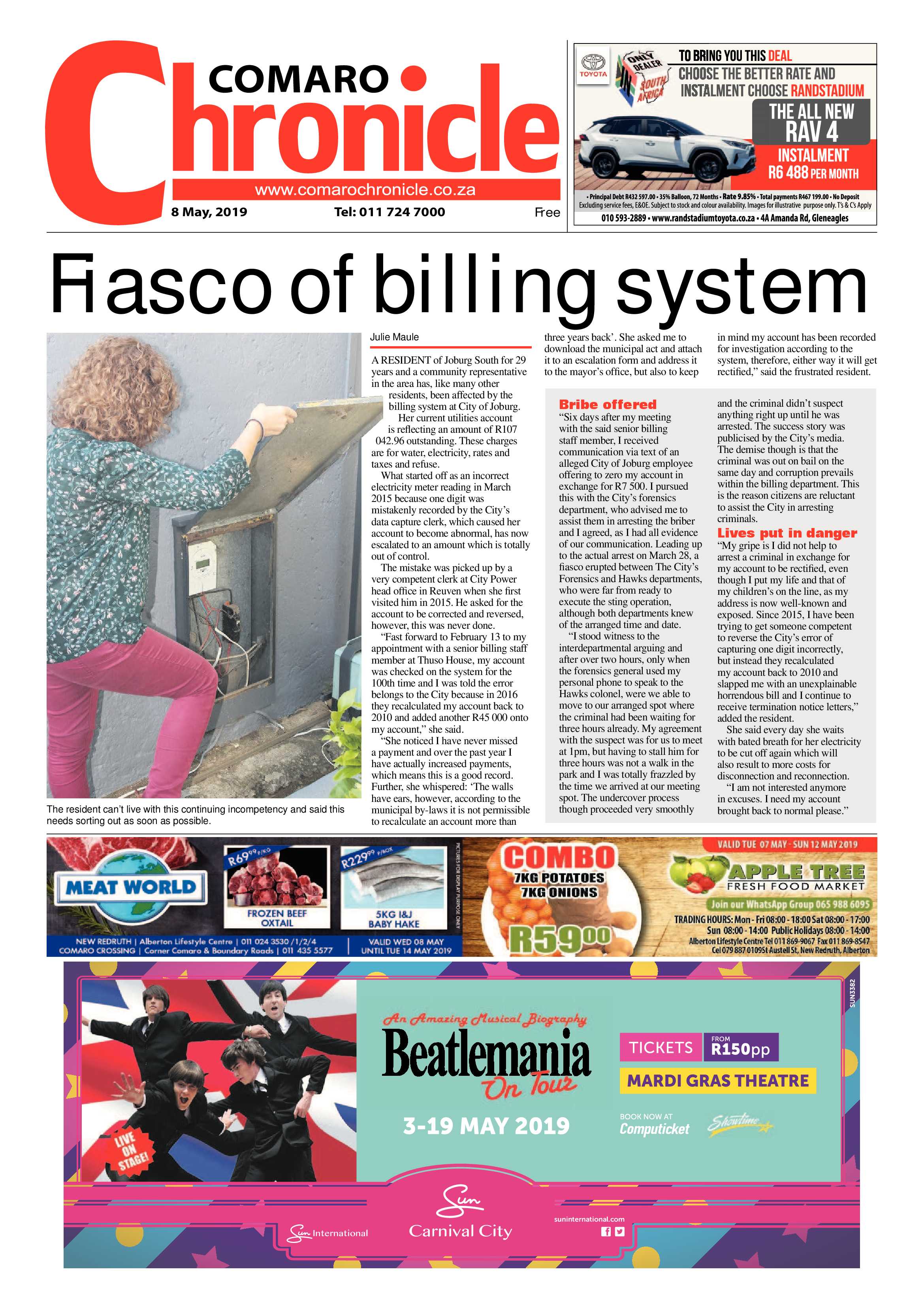 Comaro Chronicle 08 May 2019 page 1
