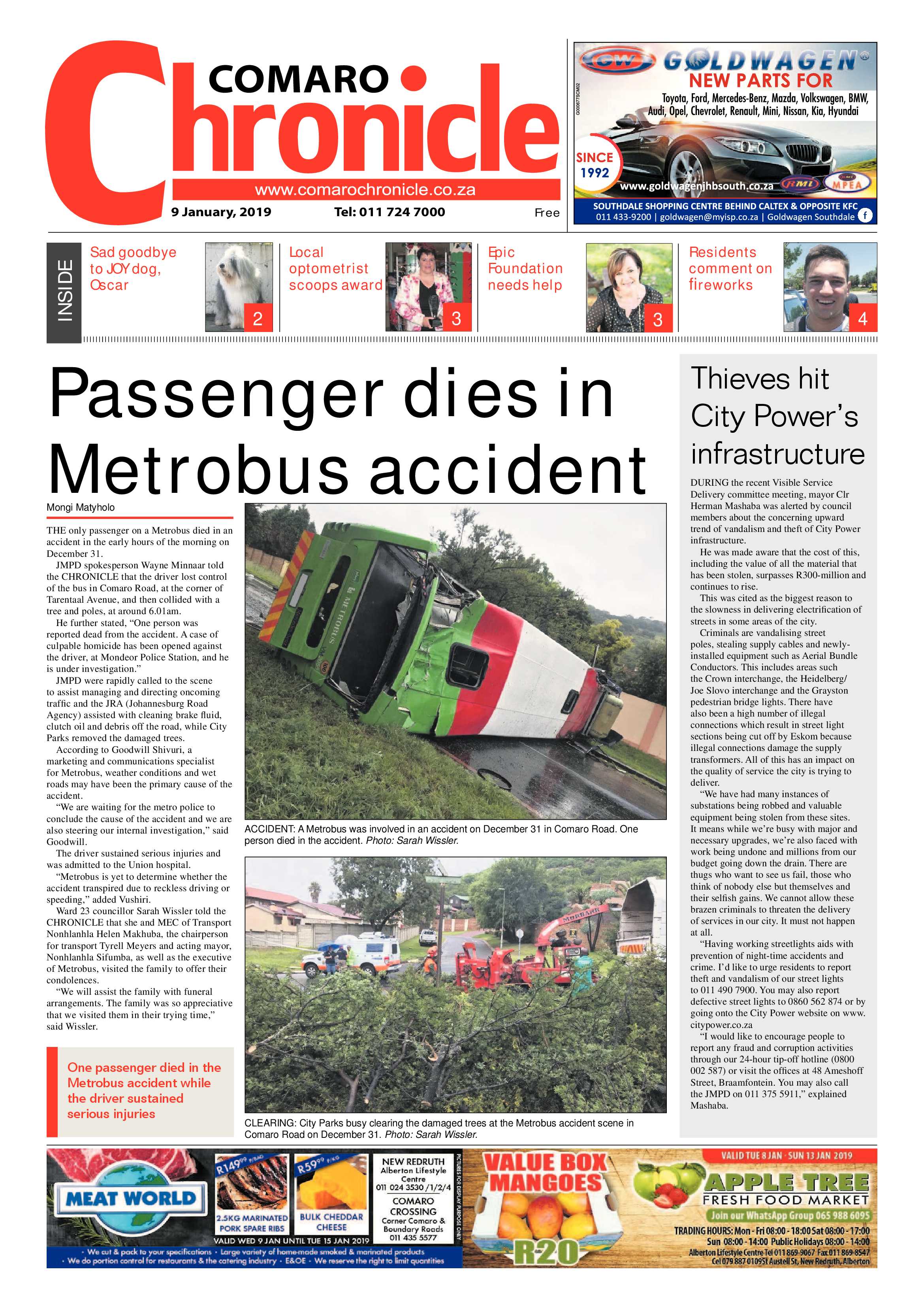 Comaro Chronicle 09 January 2019 page 1