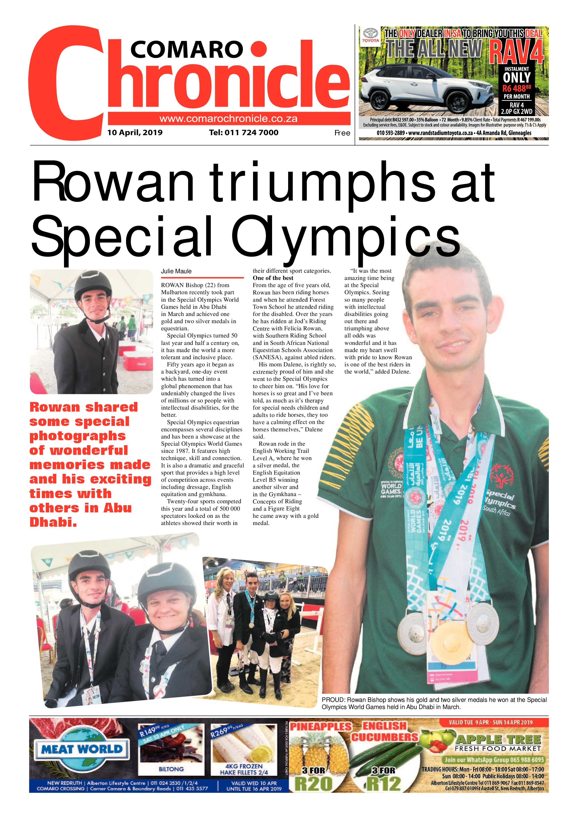 Comaro Chronicle 10 April 2019 page 1