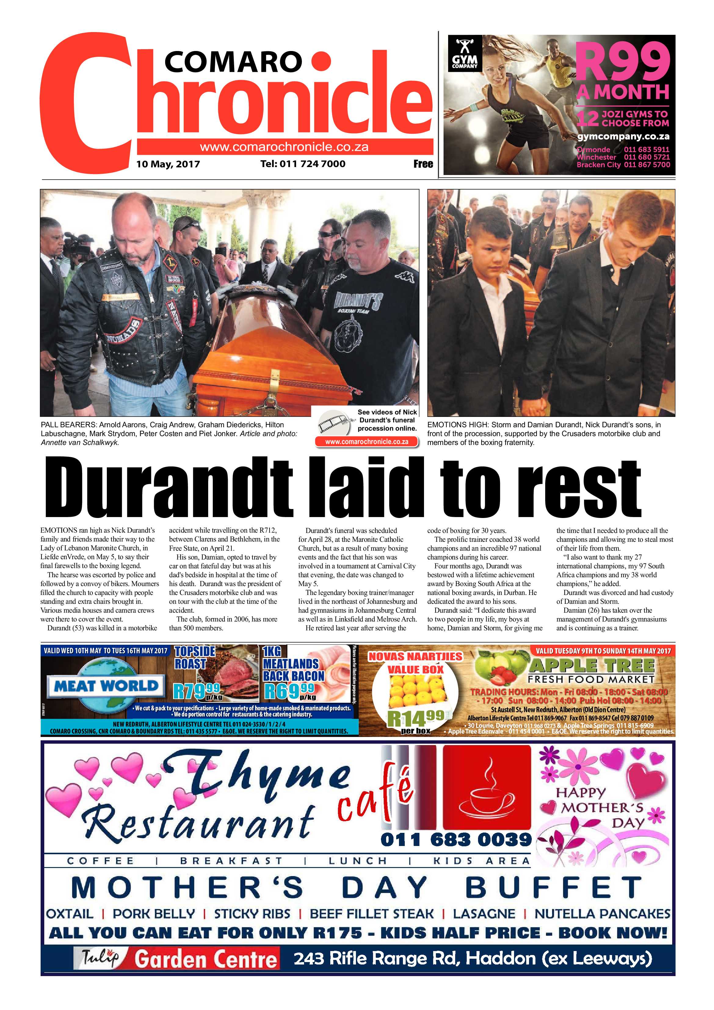 Comaro Chronicle 10 May 2017 page 1