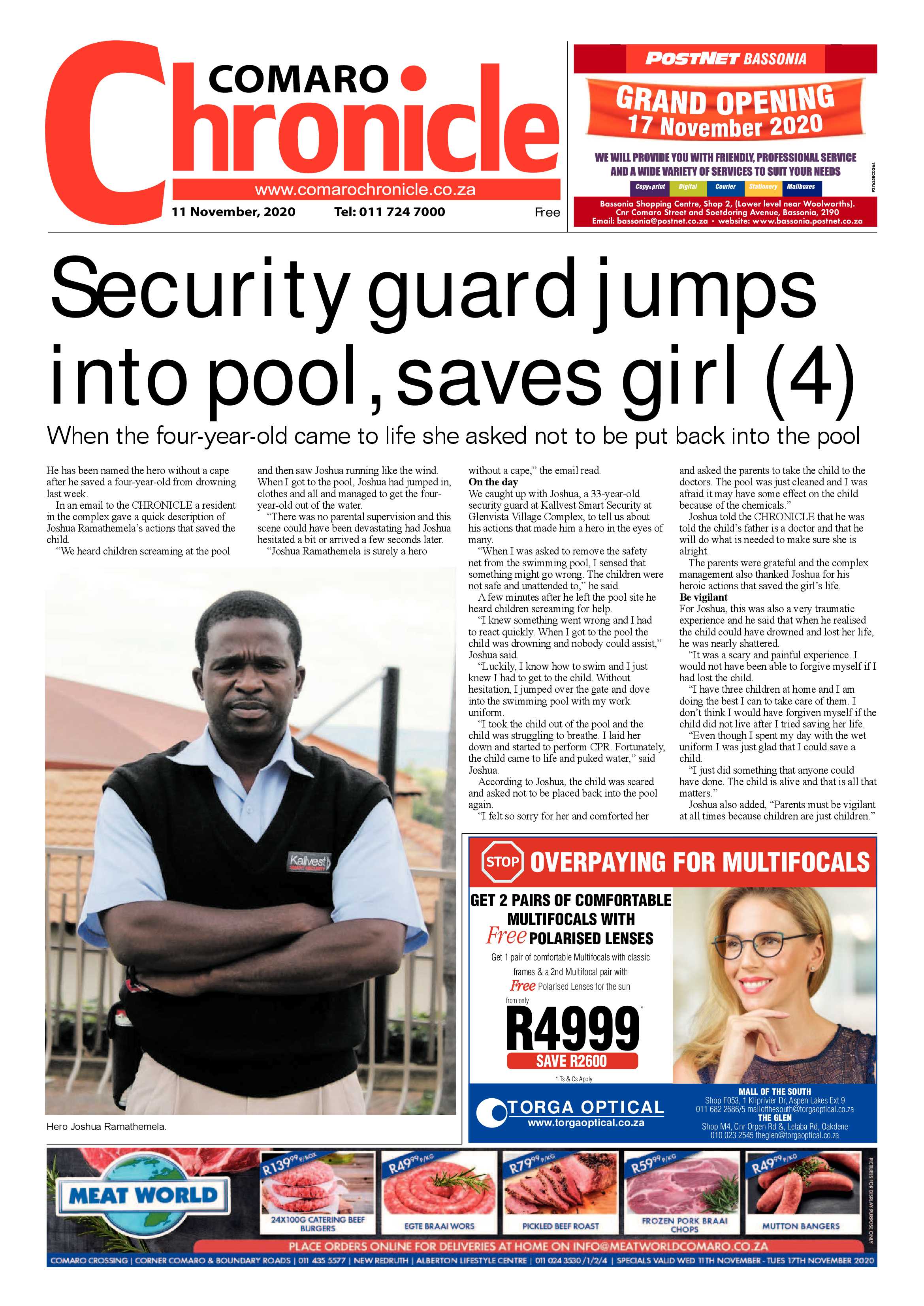 Comaro Chronicle 10 November  2020 page 1