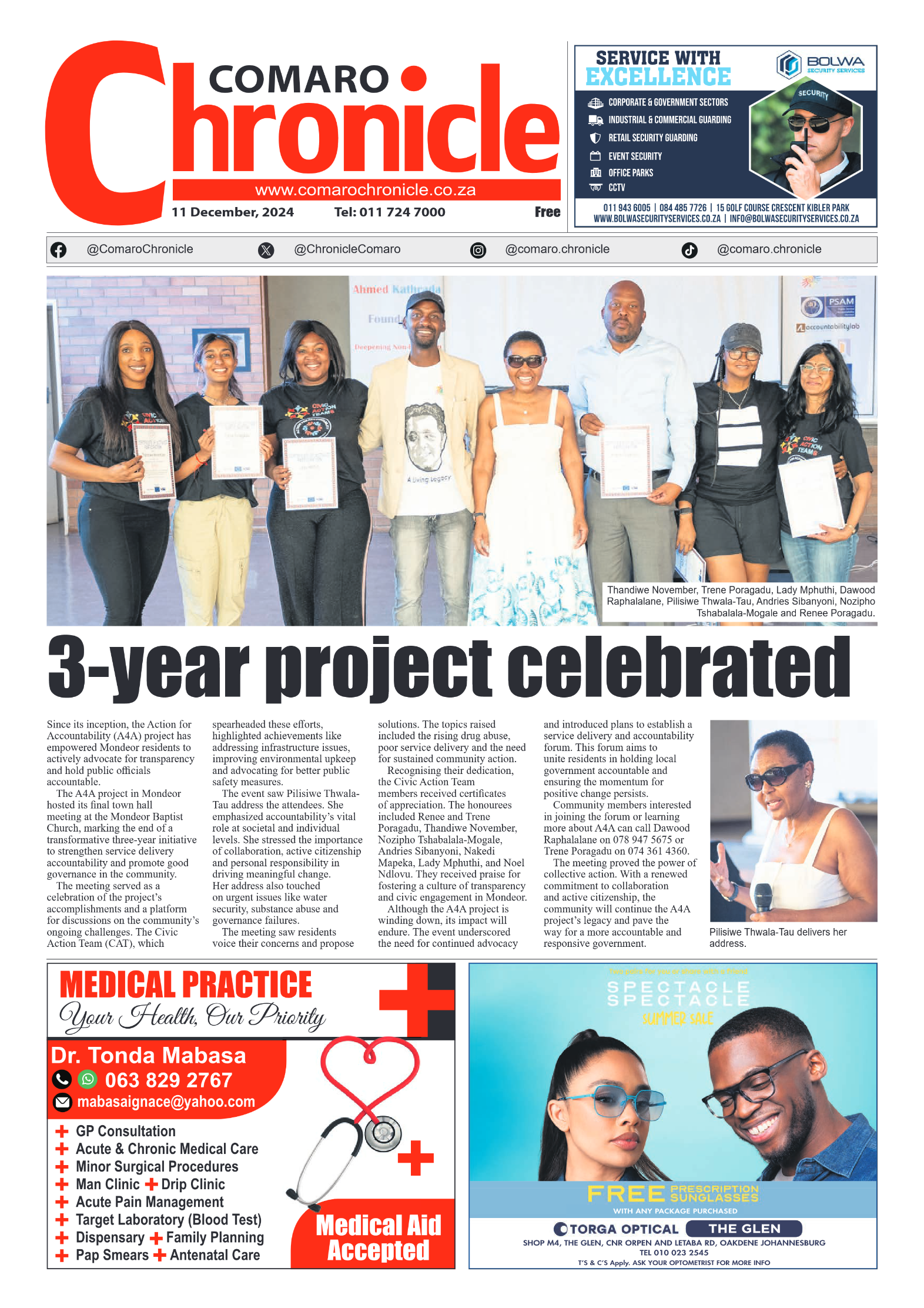 Comaro Chronicle 11 December 2024 page 1