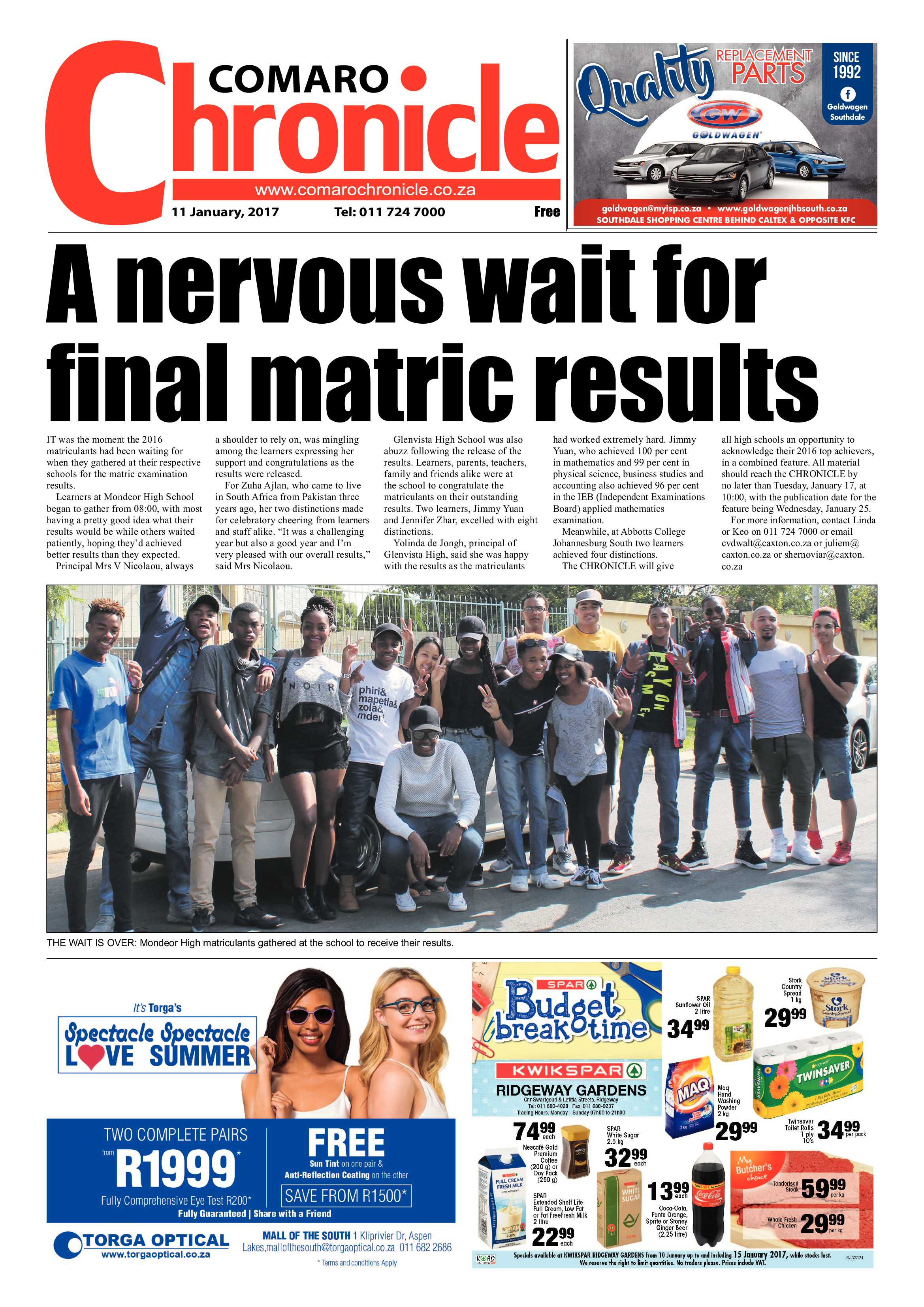 Comaro Chronicle 11 January 2017 page 1