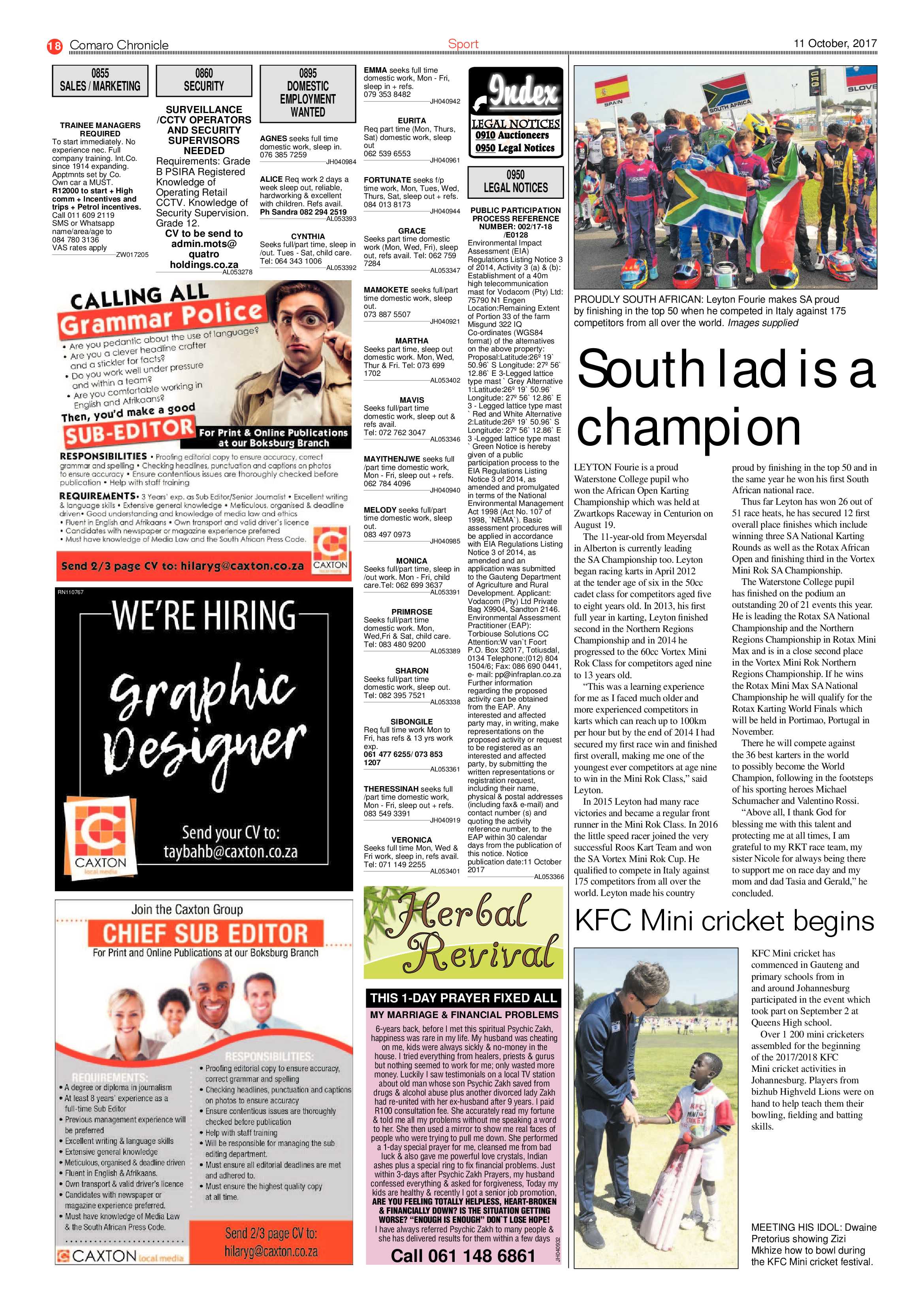 Comaro Chronicle 11 October 2017 page 18