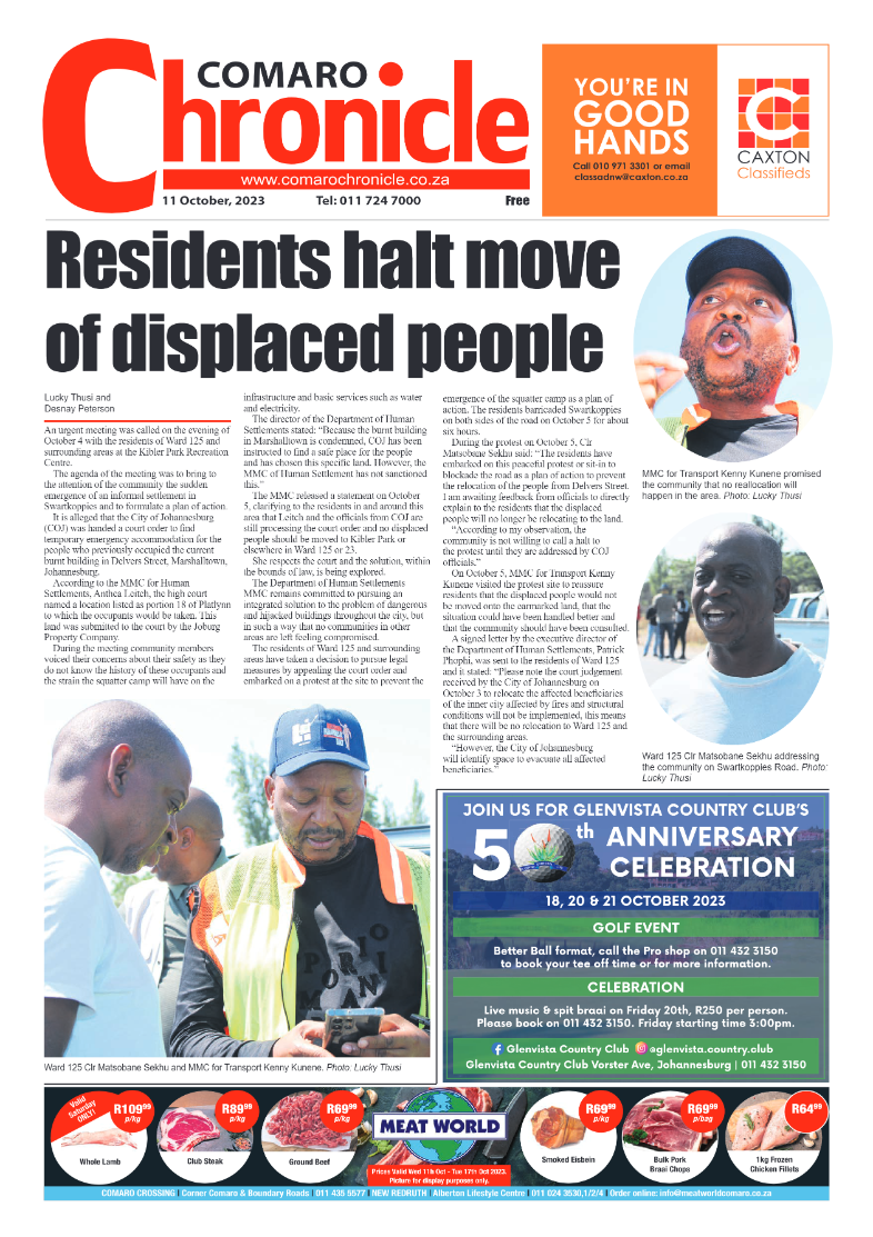 Comaro Chronicle 11 October 2023 page 1