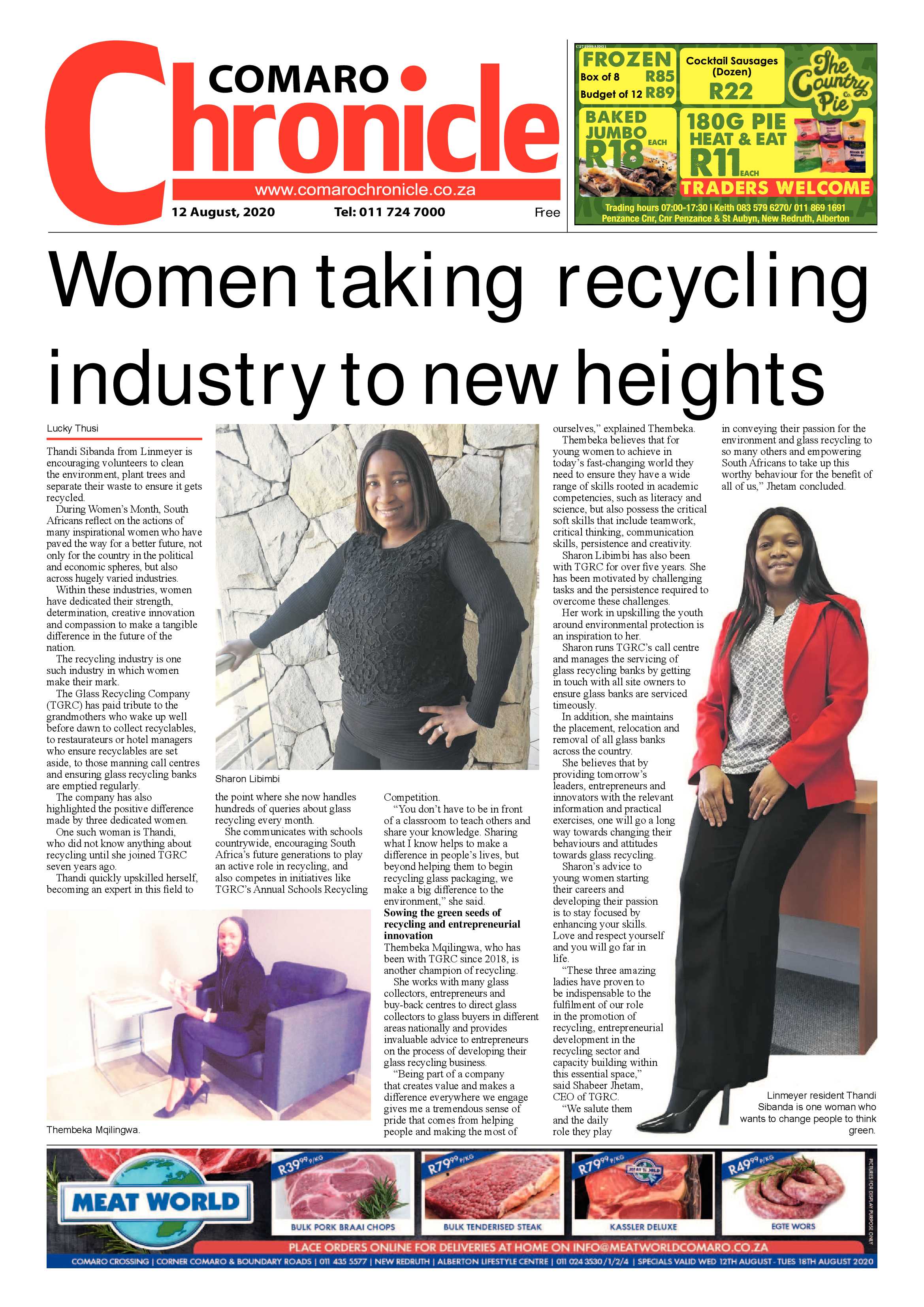 Comaro Chronicle 12 August 2020 page 1