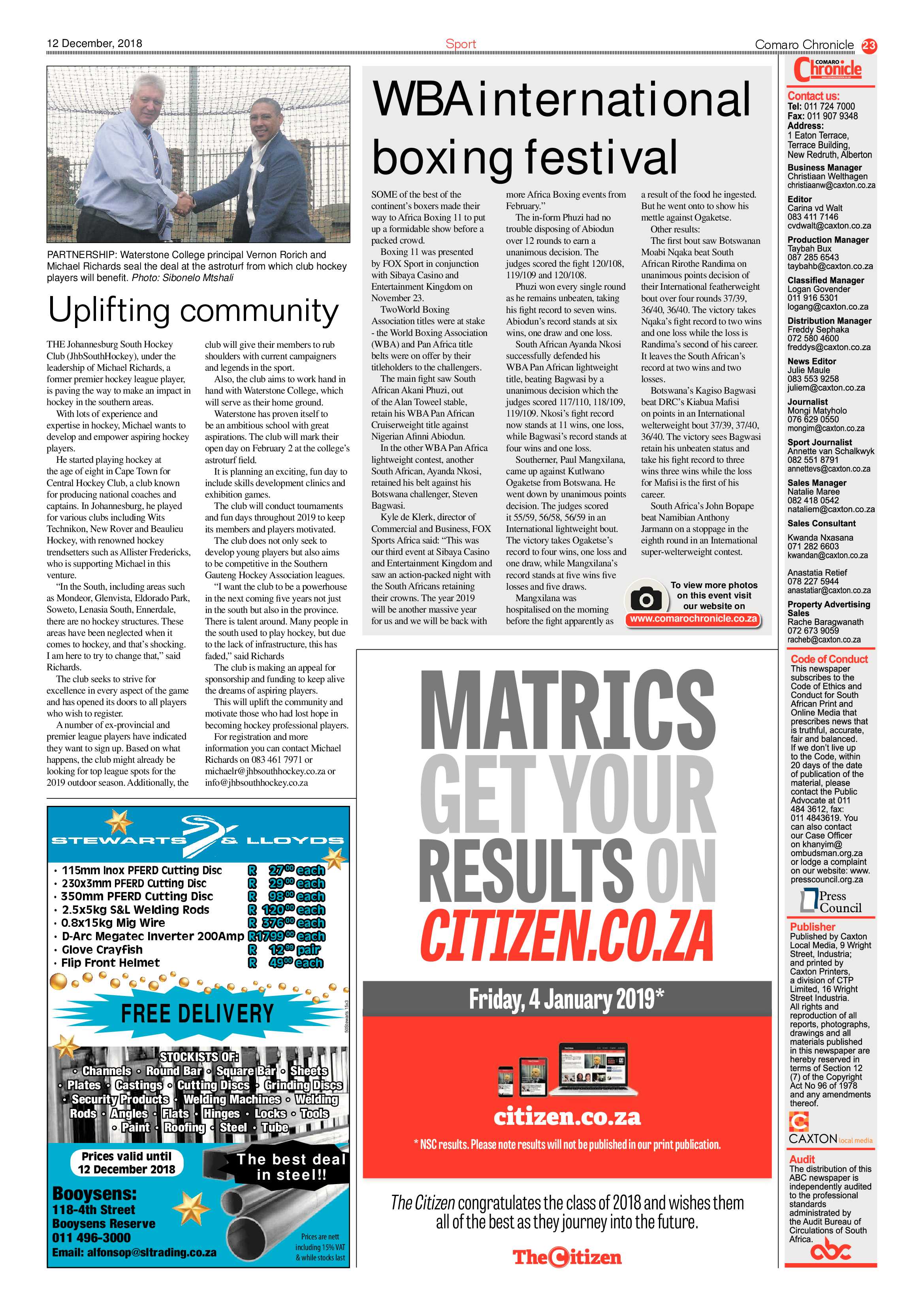 Comaro Chronicle 12 December 2018 page 23
