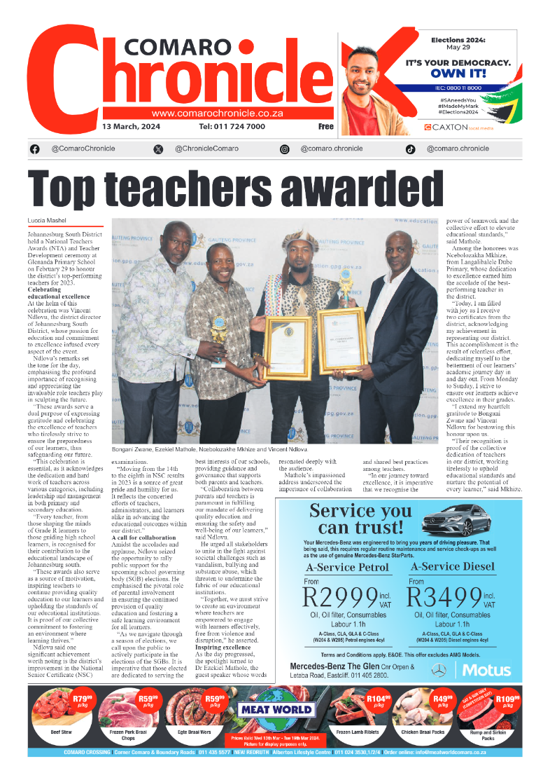 Comaro Chronicle 13 March 2024 page 1
