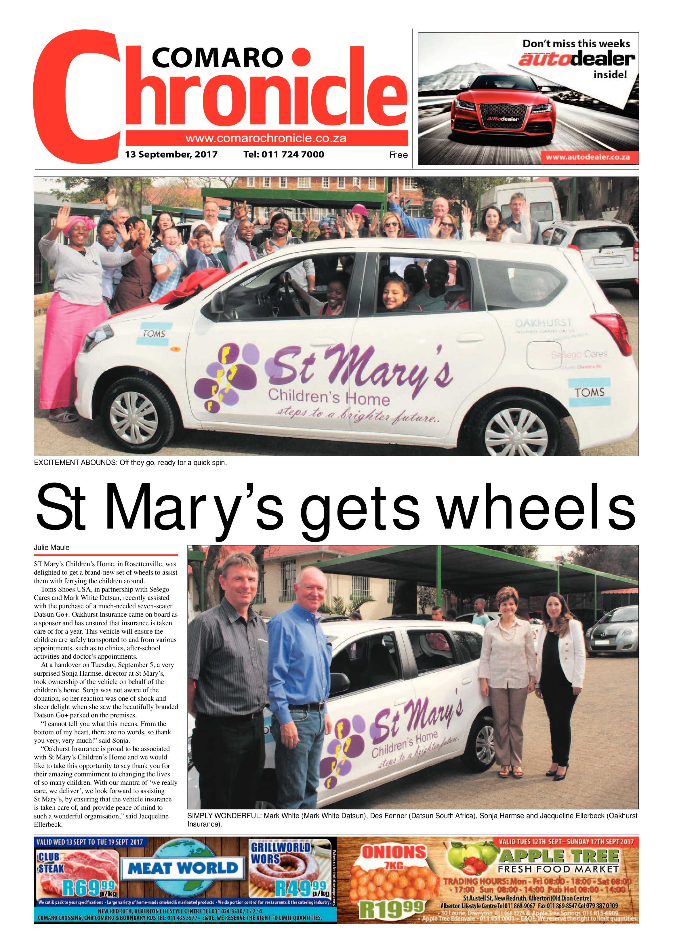 Comaro Chronicle 13 September 2017 page 1
