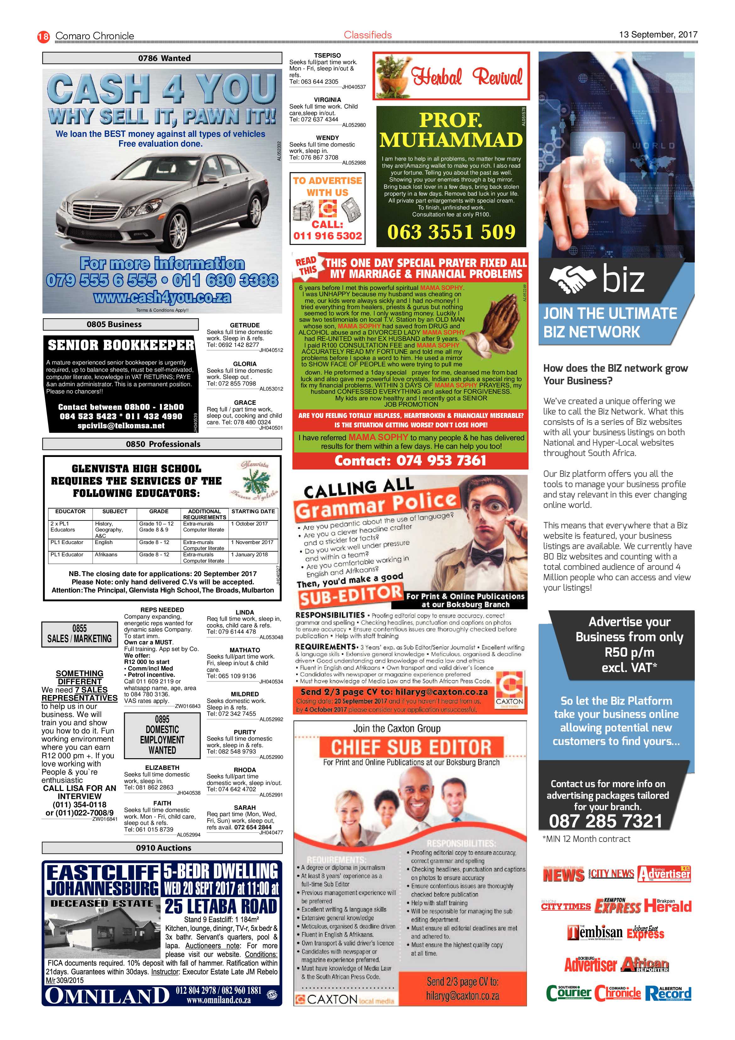 Comaro Chronicle 13 September 2017 page 18
