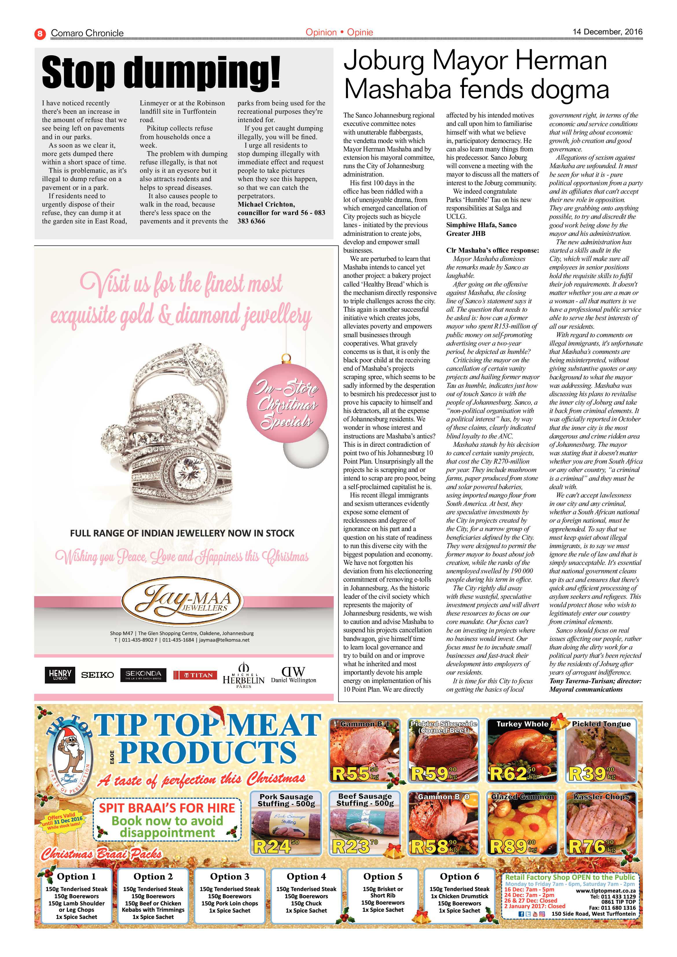 Comaro Chronicle 14 December 2016 page 8