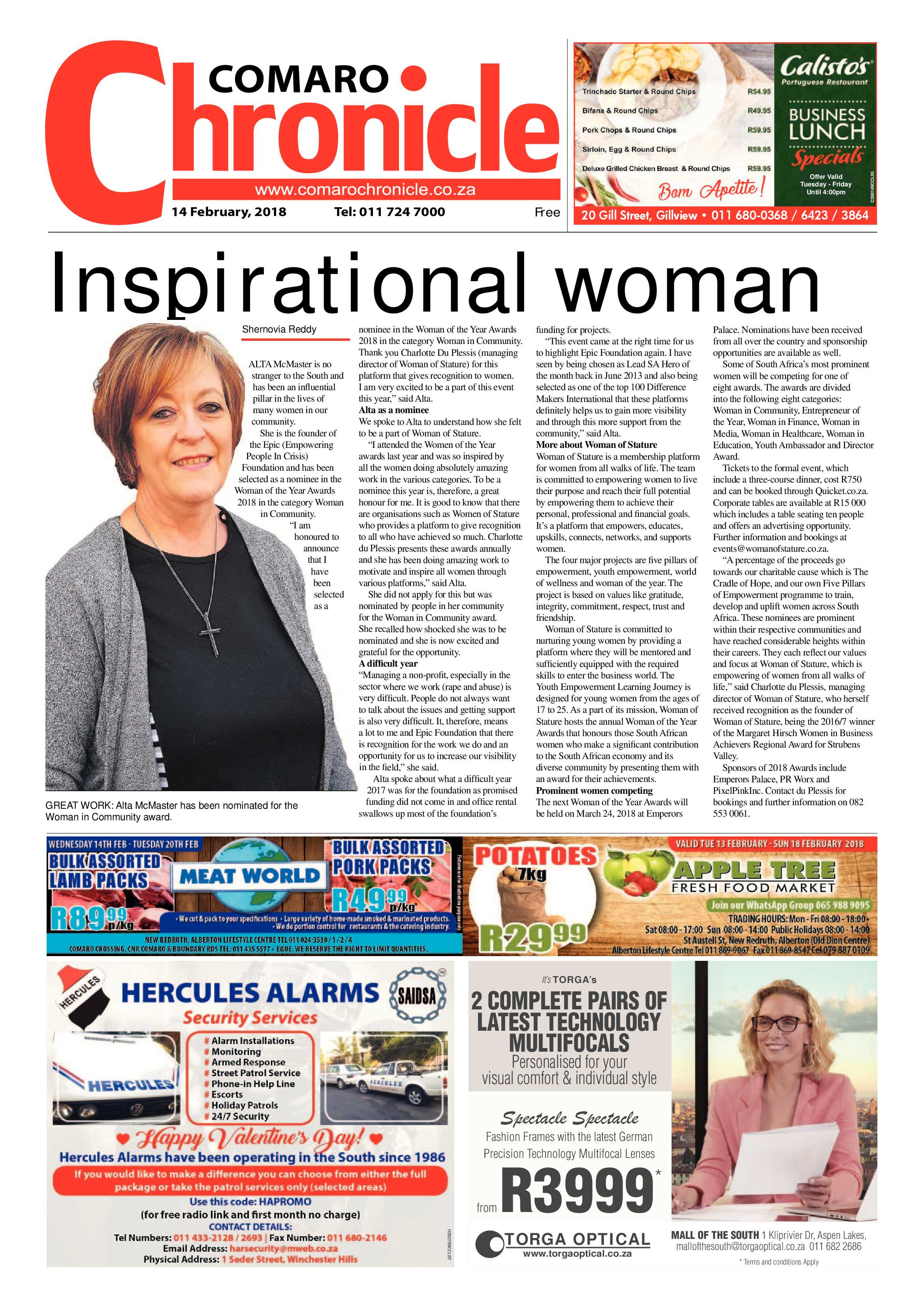 Comaro Chronicle 14 February 2018 page 1