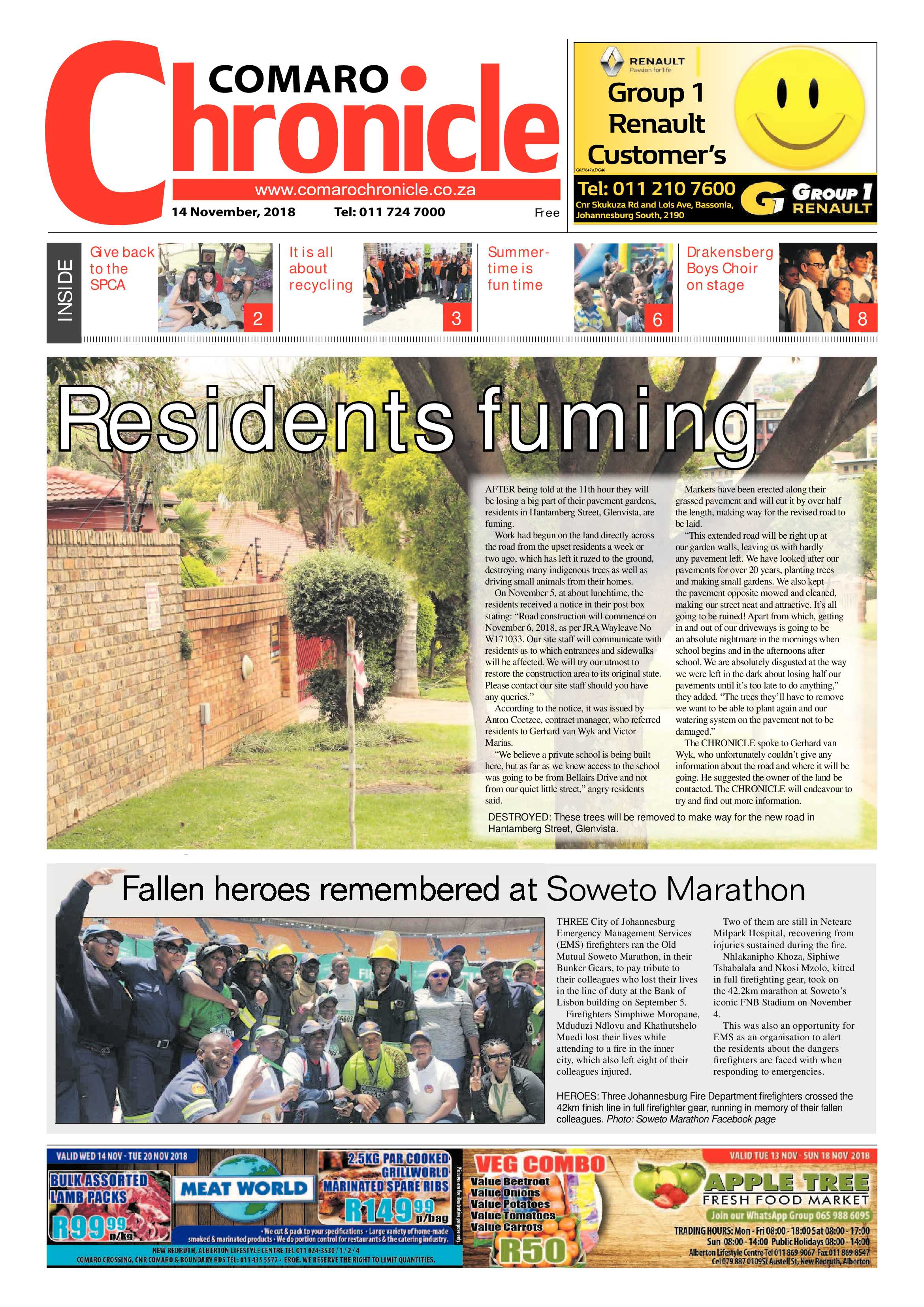 Comaro Chronicle 14 November 2018 page 1