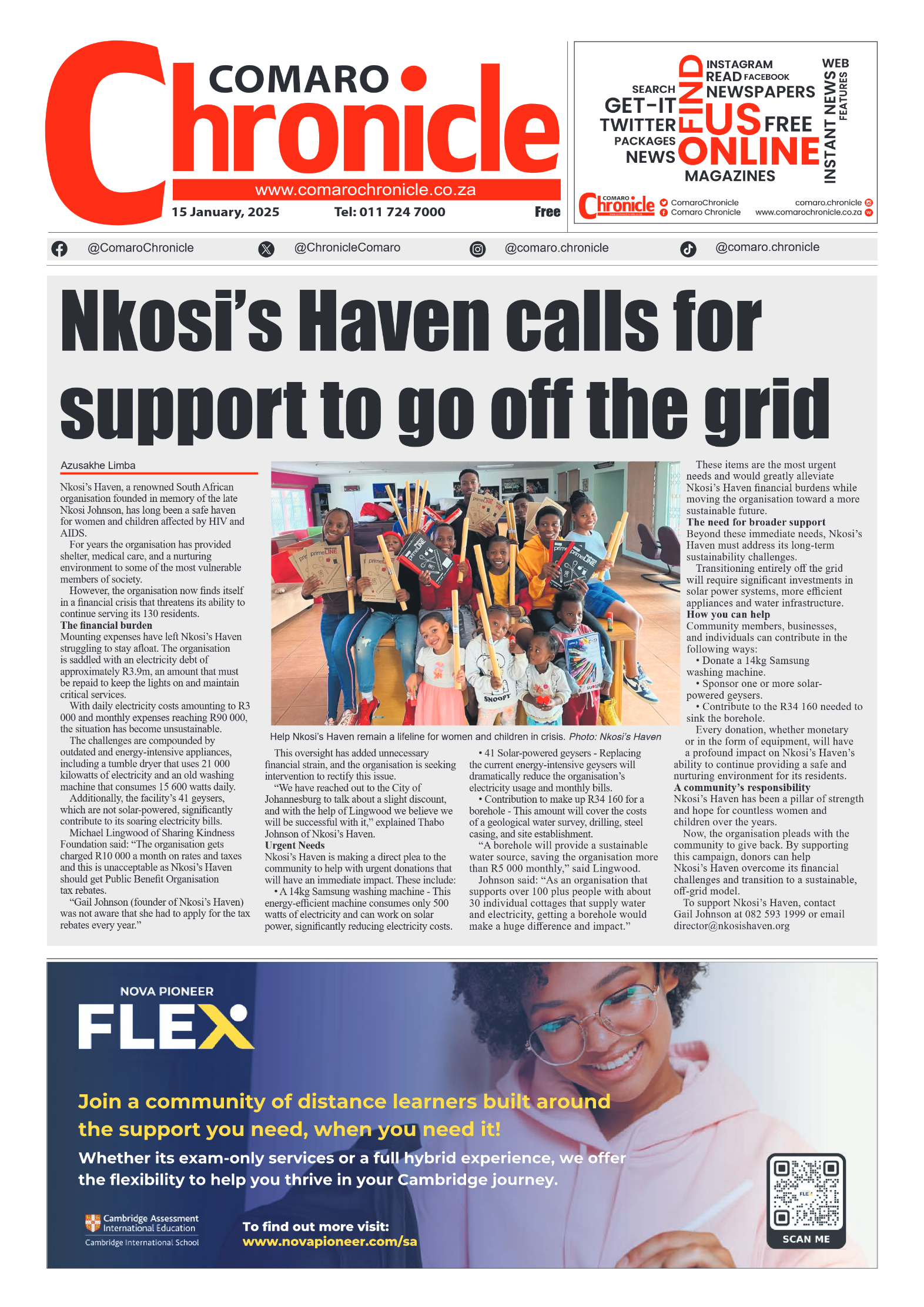 Comaro Chronicle 15 January 2025 page 1