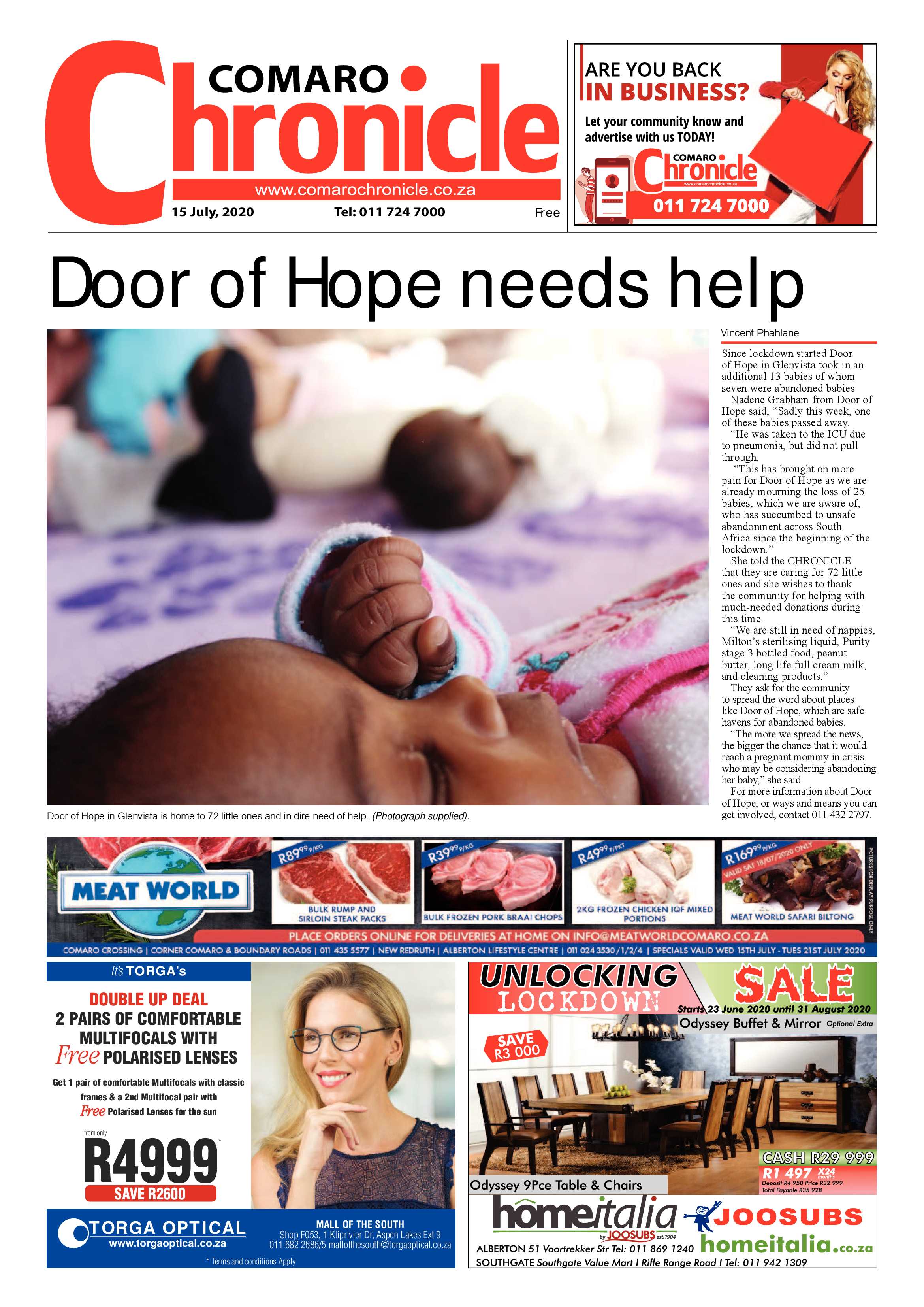Comaro Chronicle 15 July 2020 page 1