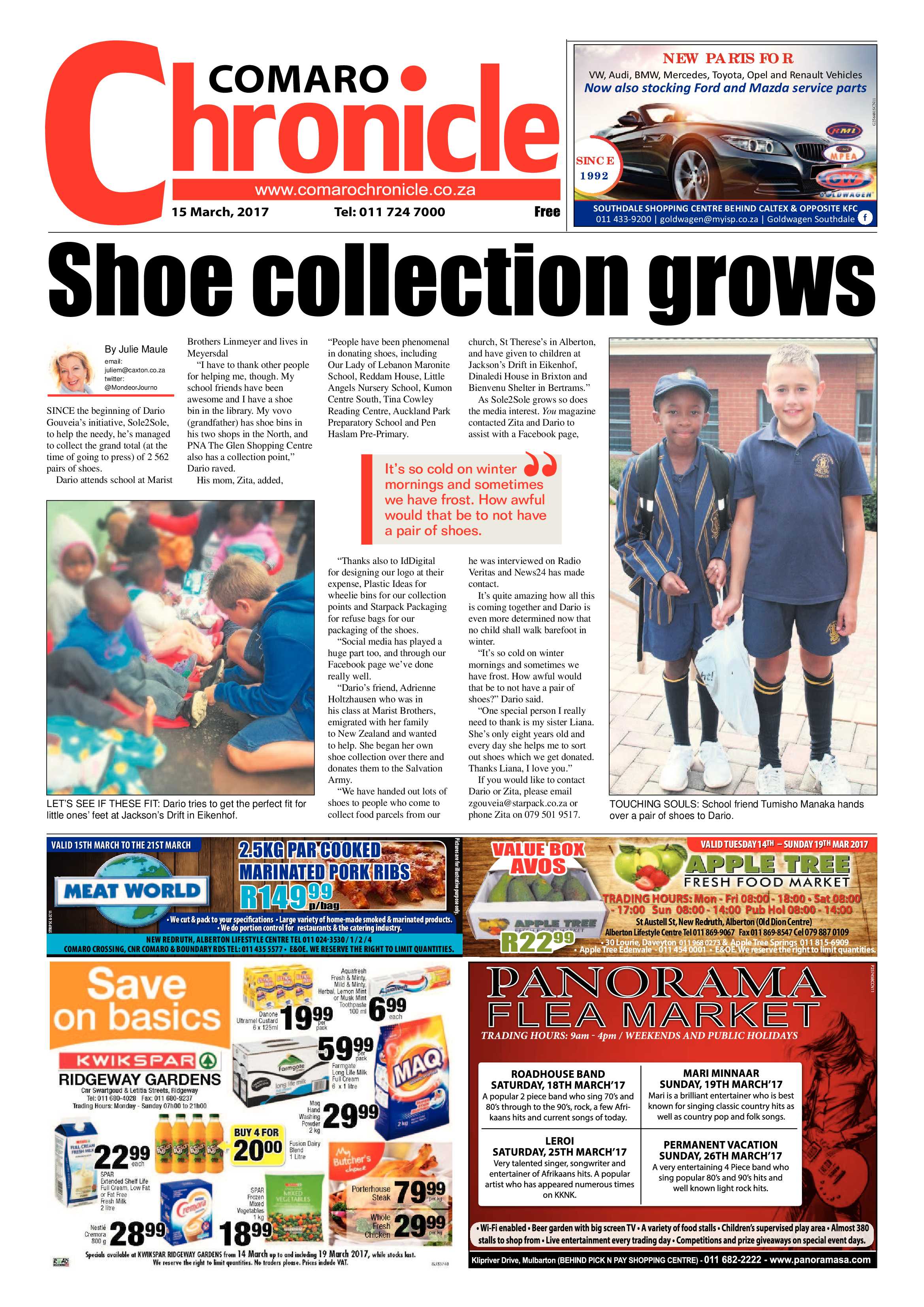 Comaro Chronicle 15 March 2017 page 1