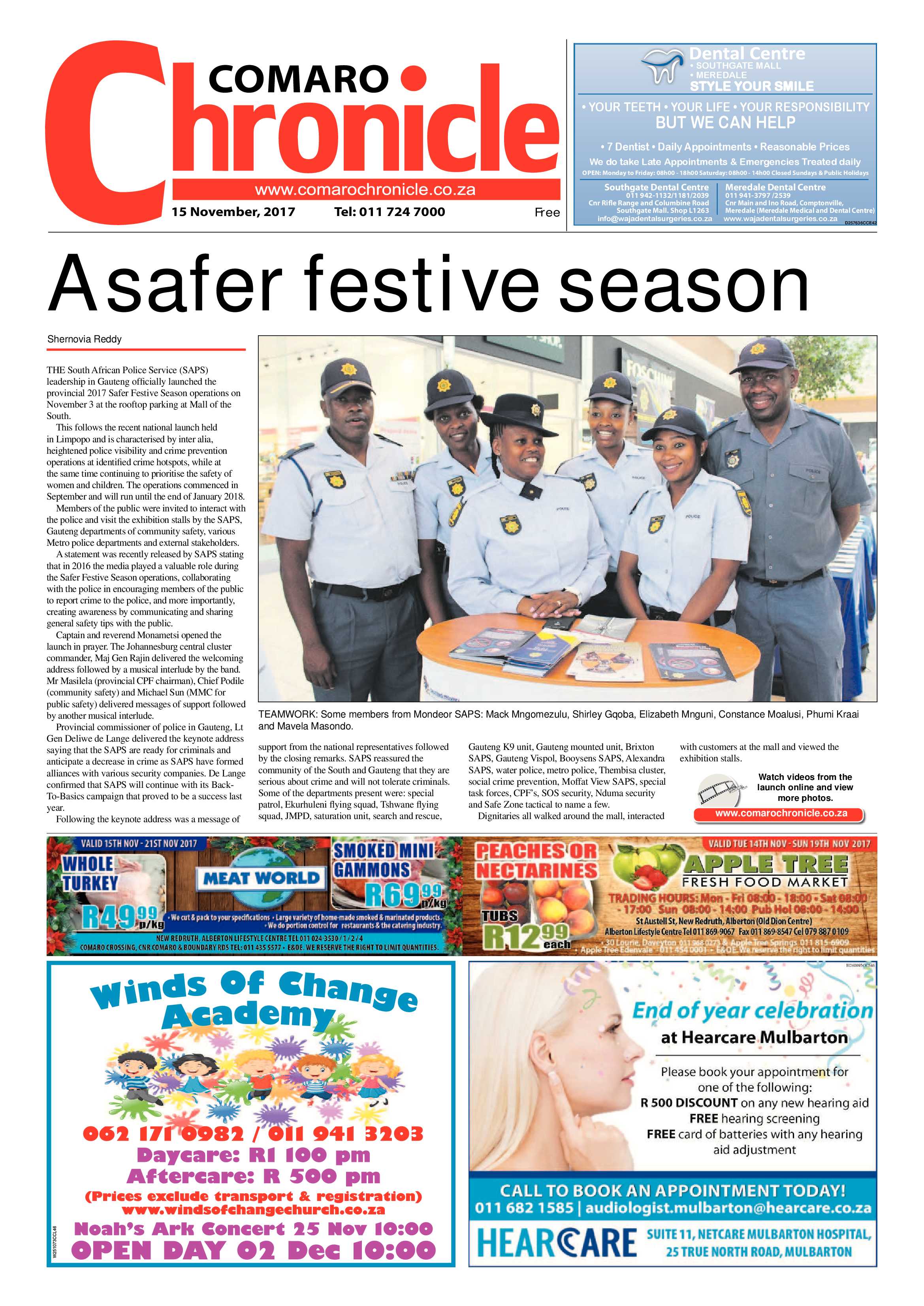 Comaro Chronicle 15 November 2017 page 1