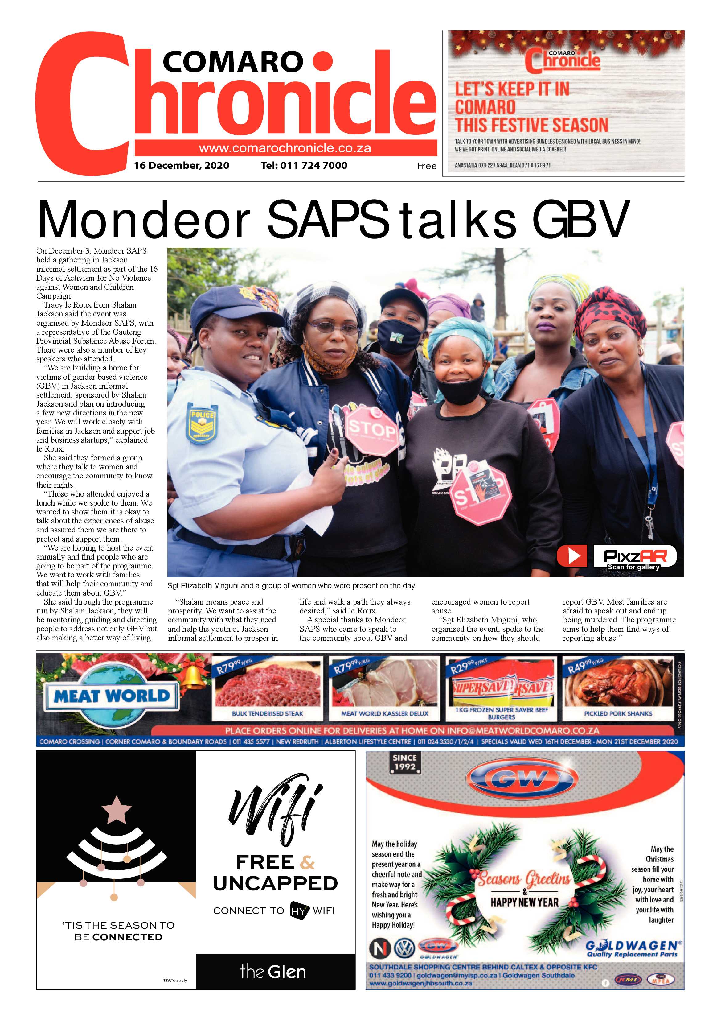 Comaro Chronicle 16 December  2020 page 1