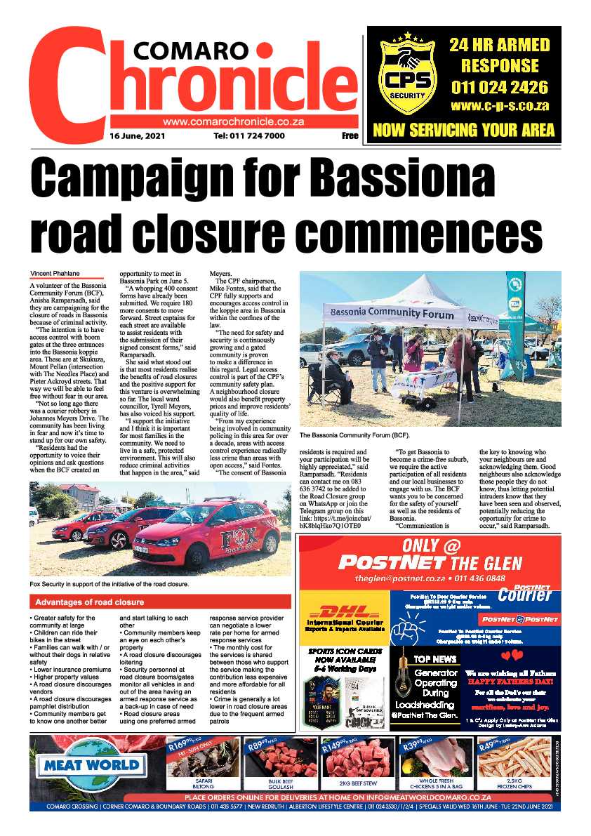 Comaro Chronicle 16 June 2021 page 1