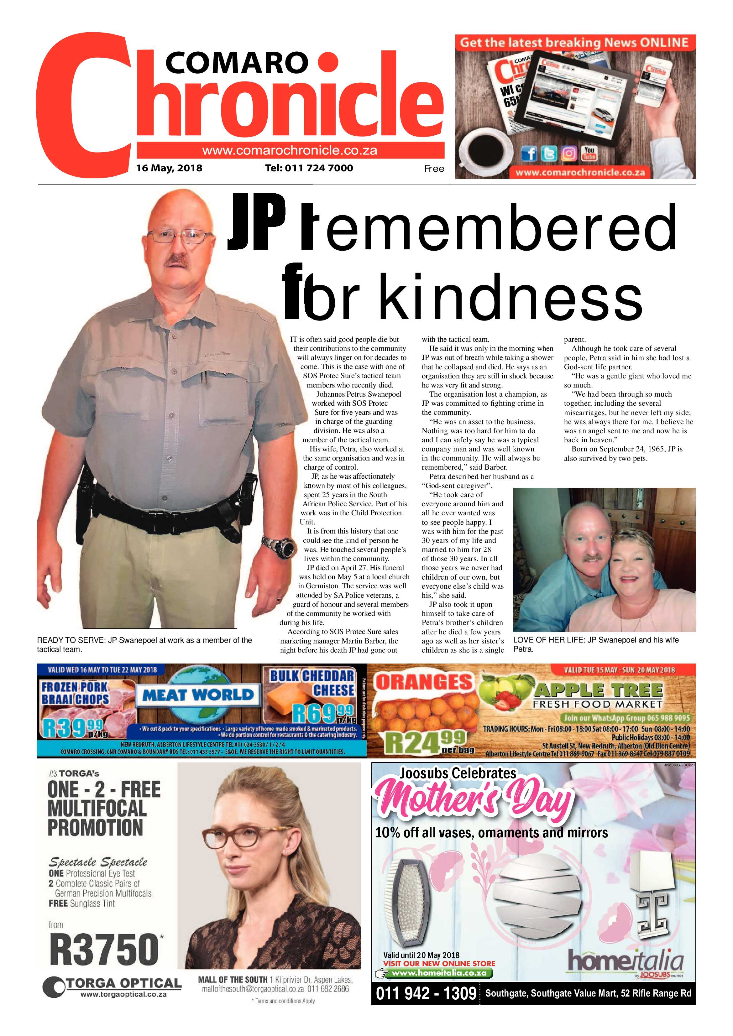Comaro Chronicle 16 May 2018 page 1