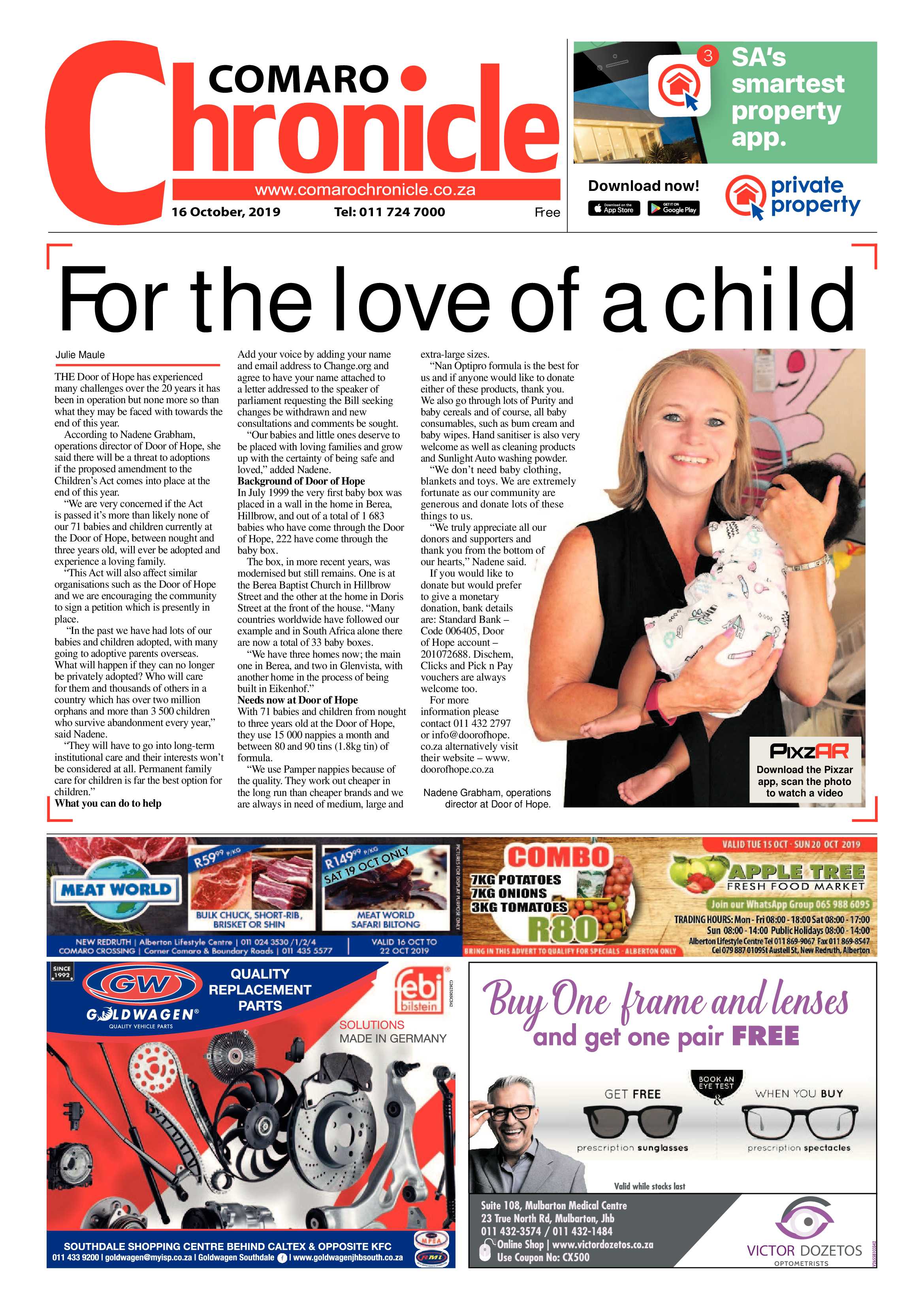 Comaro Chronicle 16 October 2019 page 1