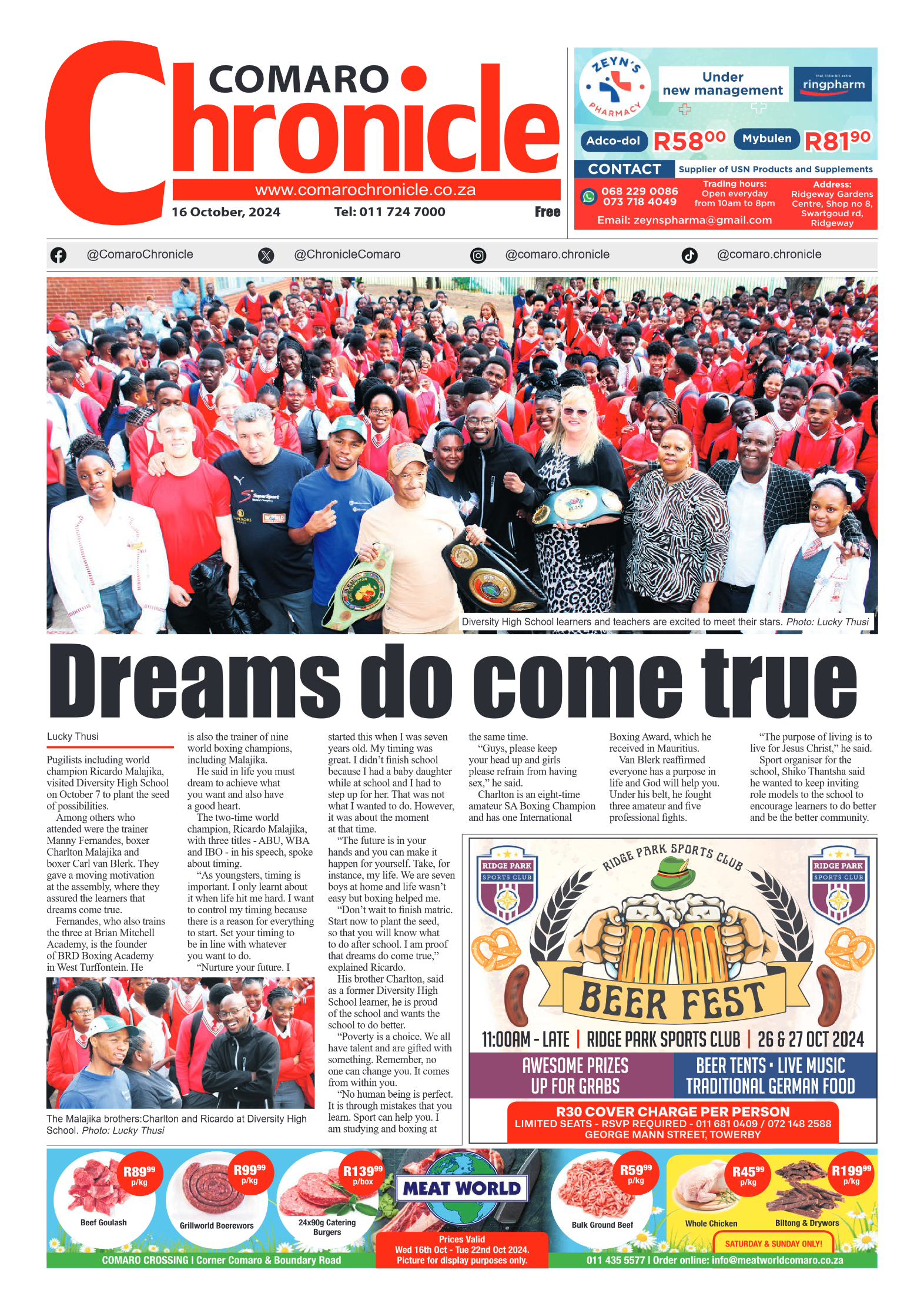 Comaro Chronicle 16 October 2024 page 1
