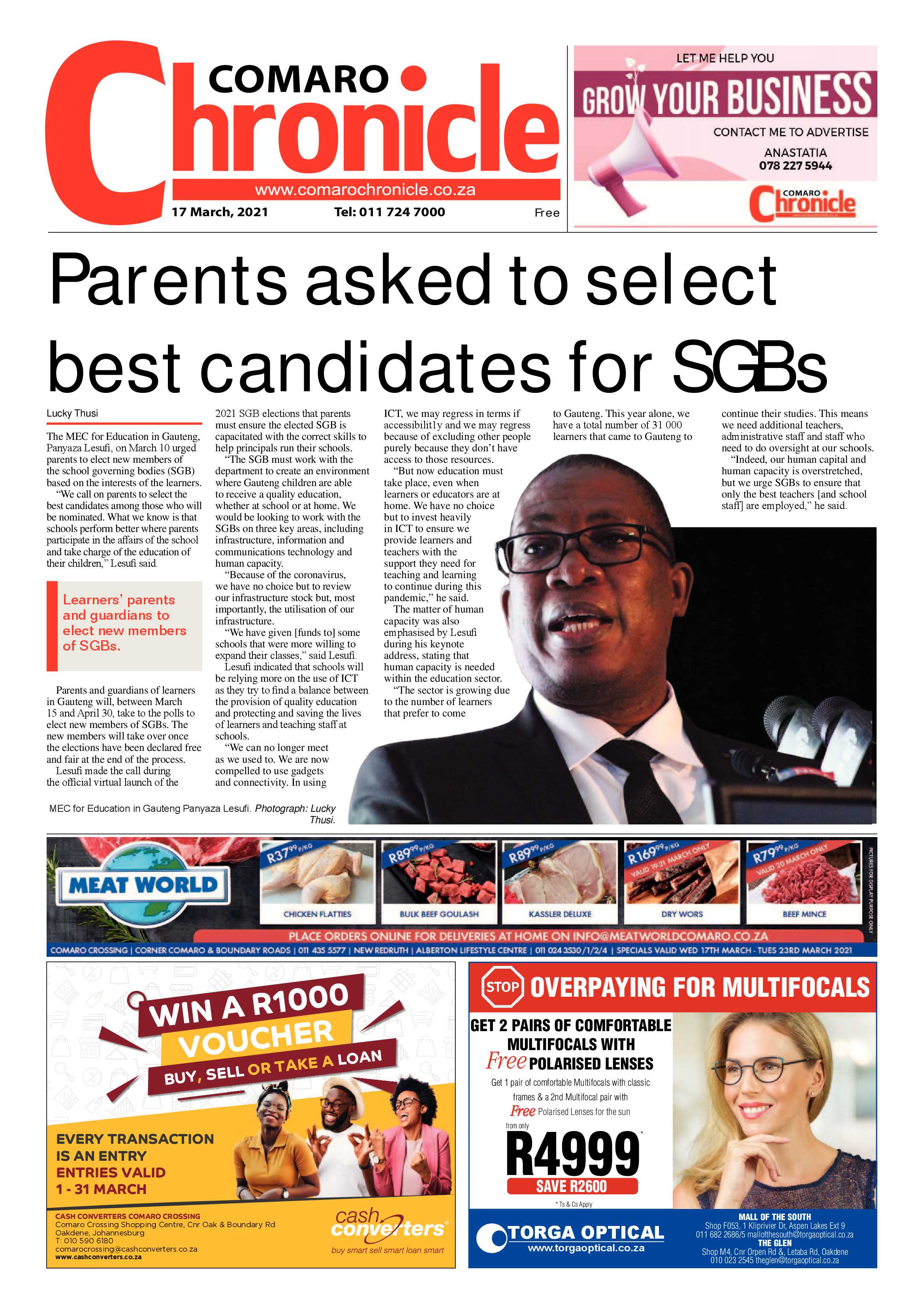 Comaro Chronicle 17 March 2021 page 1