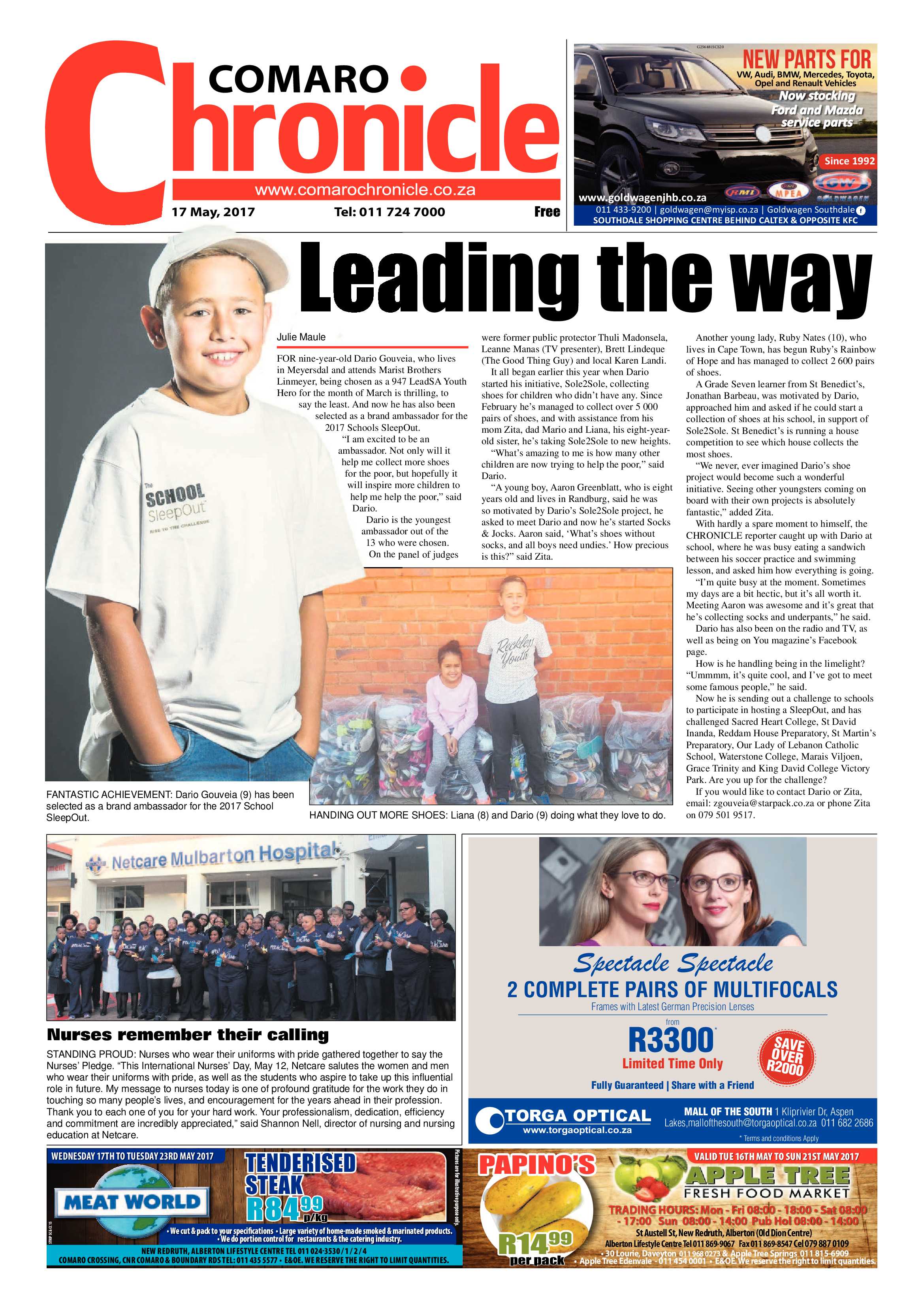 Comaro Chronicle 17 May 2017 page 1