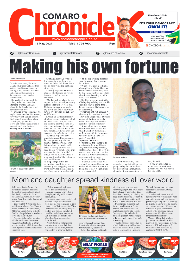 Comaro Chronicle 17 May 2024 page 1