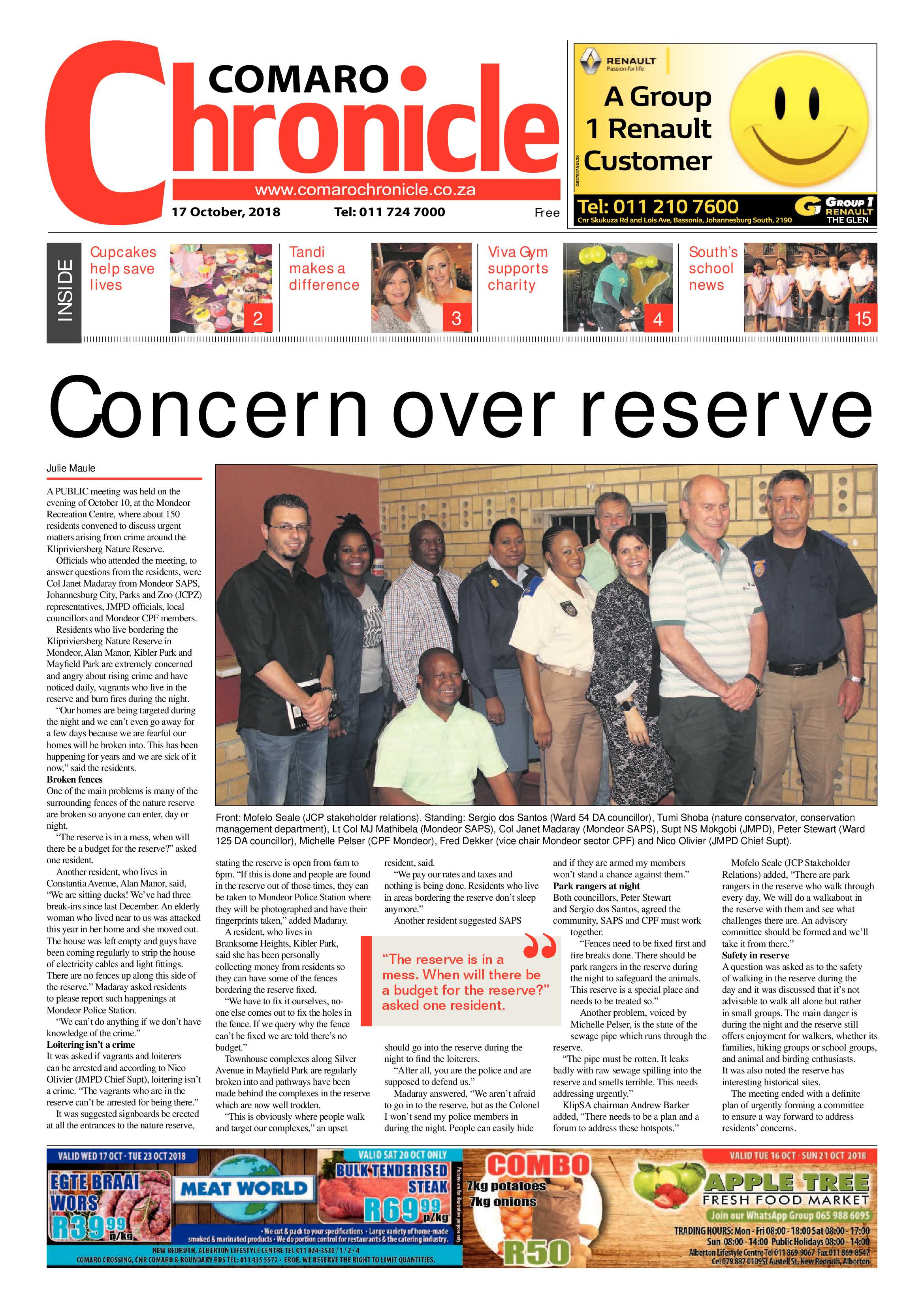 Comaro Chronicle 17 October 2018 page 1