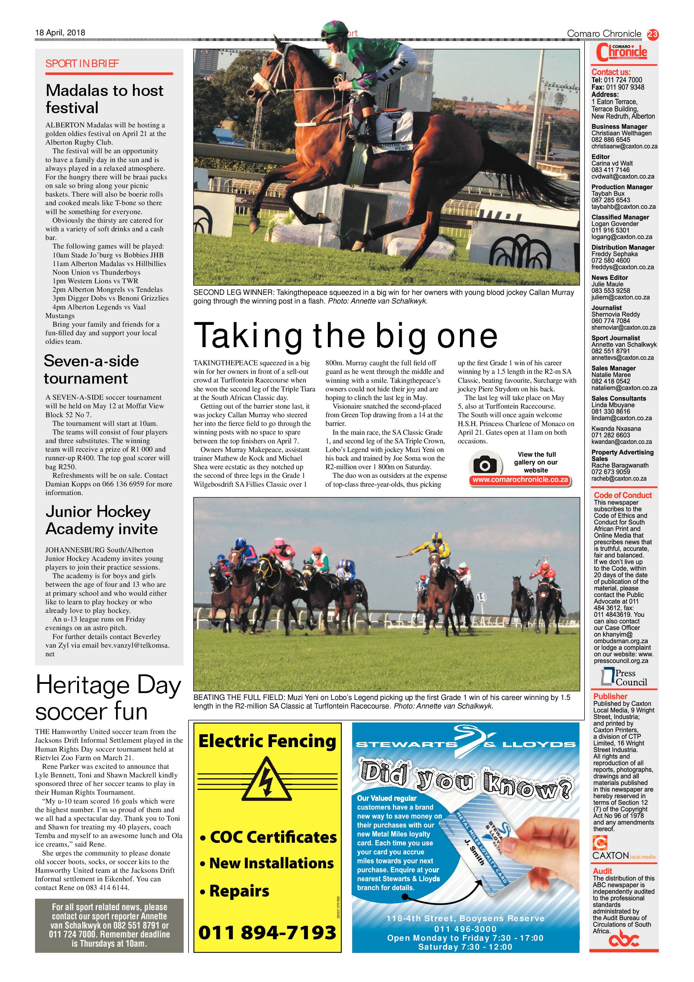 Comaro Chronicle 18 April 2018 page 23