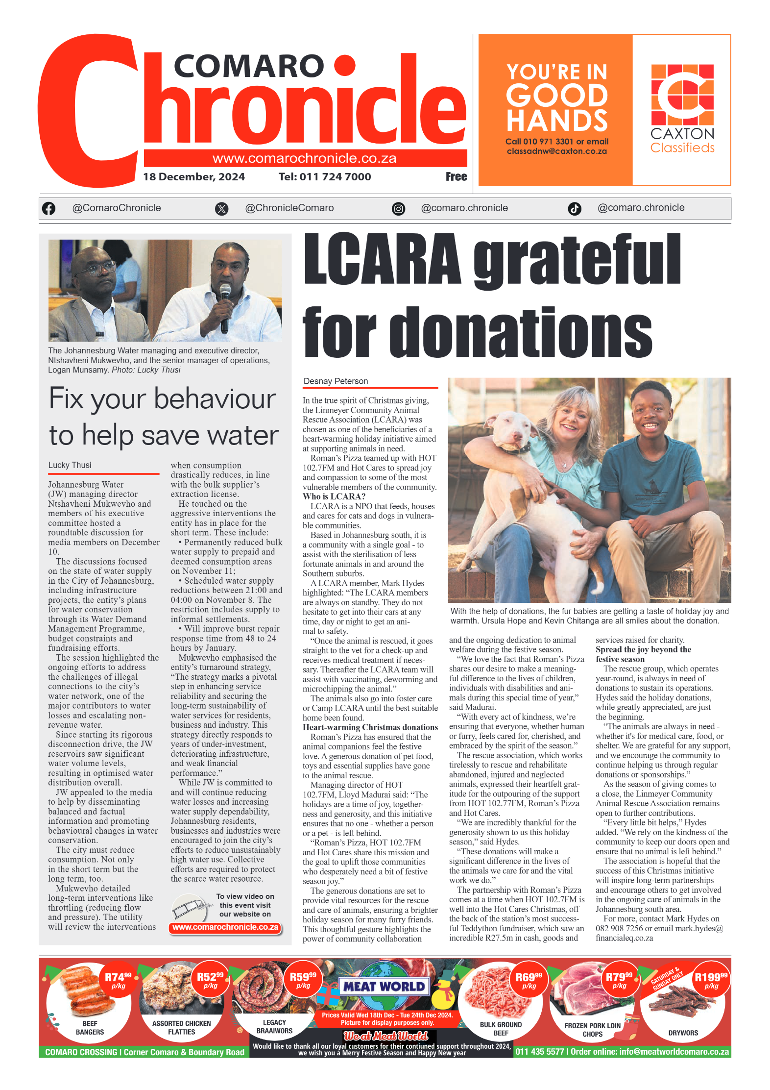 Comaro Chronicle 18 December 2024 page 1