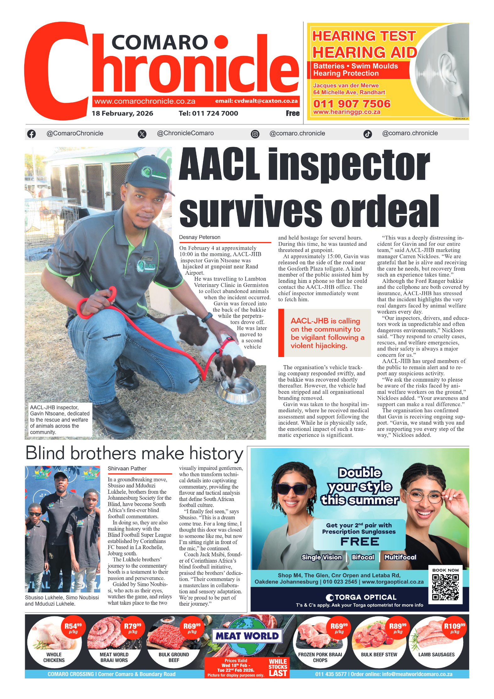 Comaro Chronicle 18 February 2026 page 1