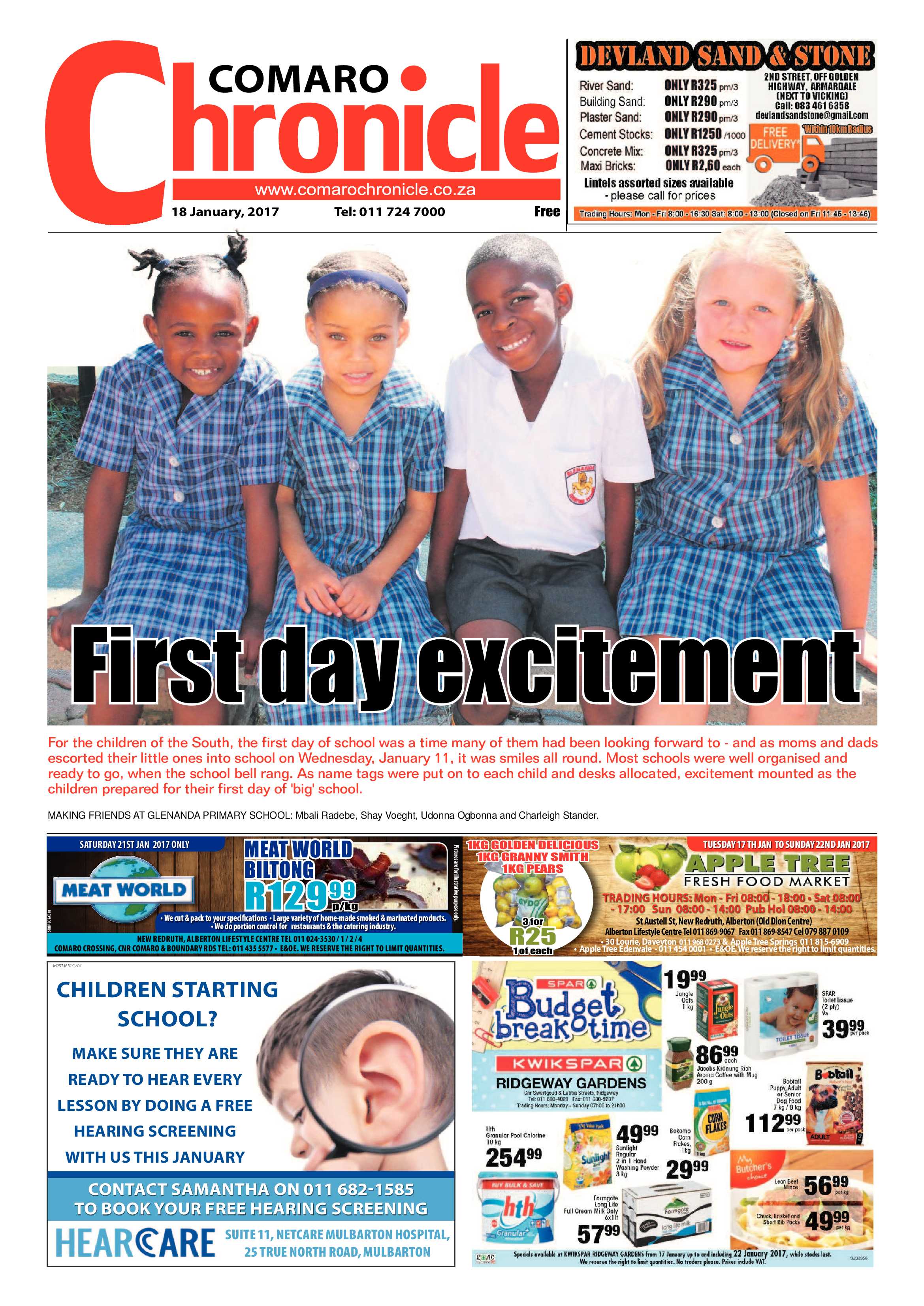 Comaro Chronicle 18 January 2017 page 1