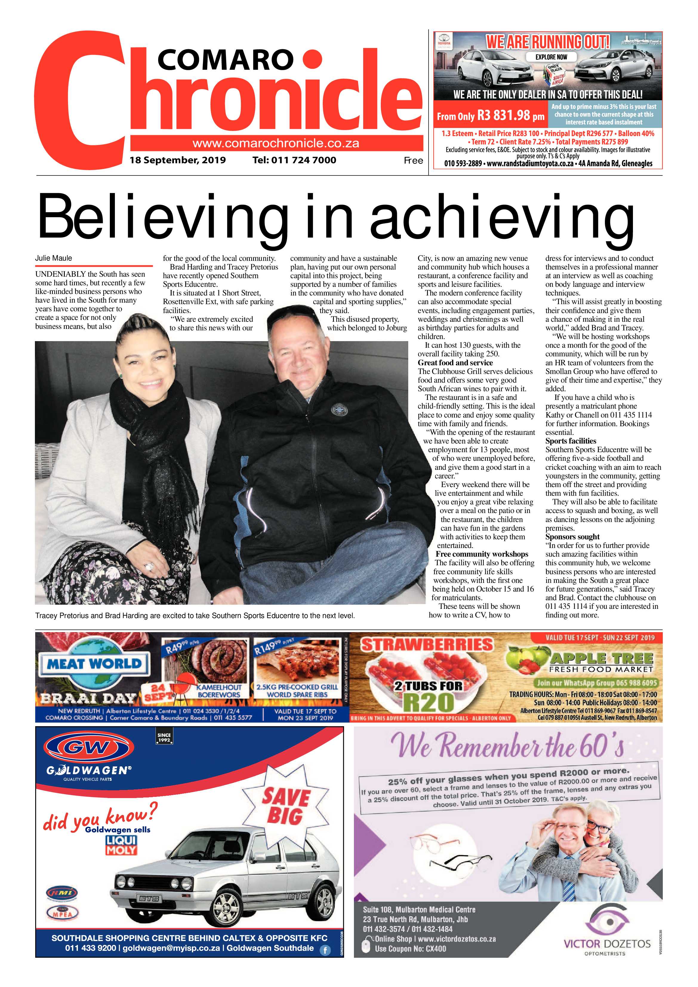 Comaro Chronicle 18 September 2019 page 1