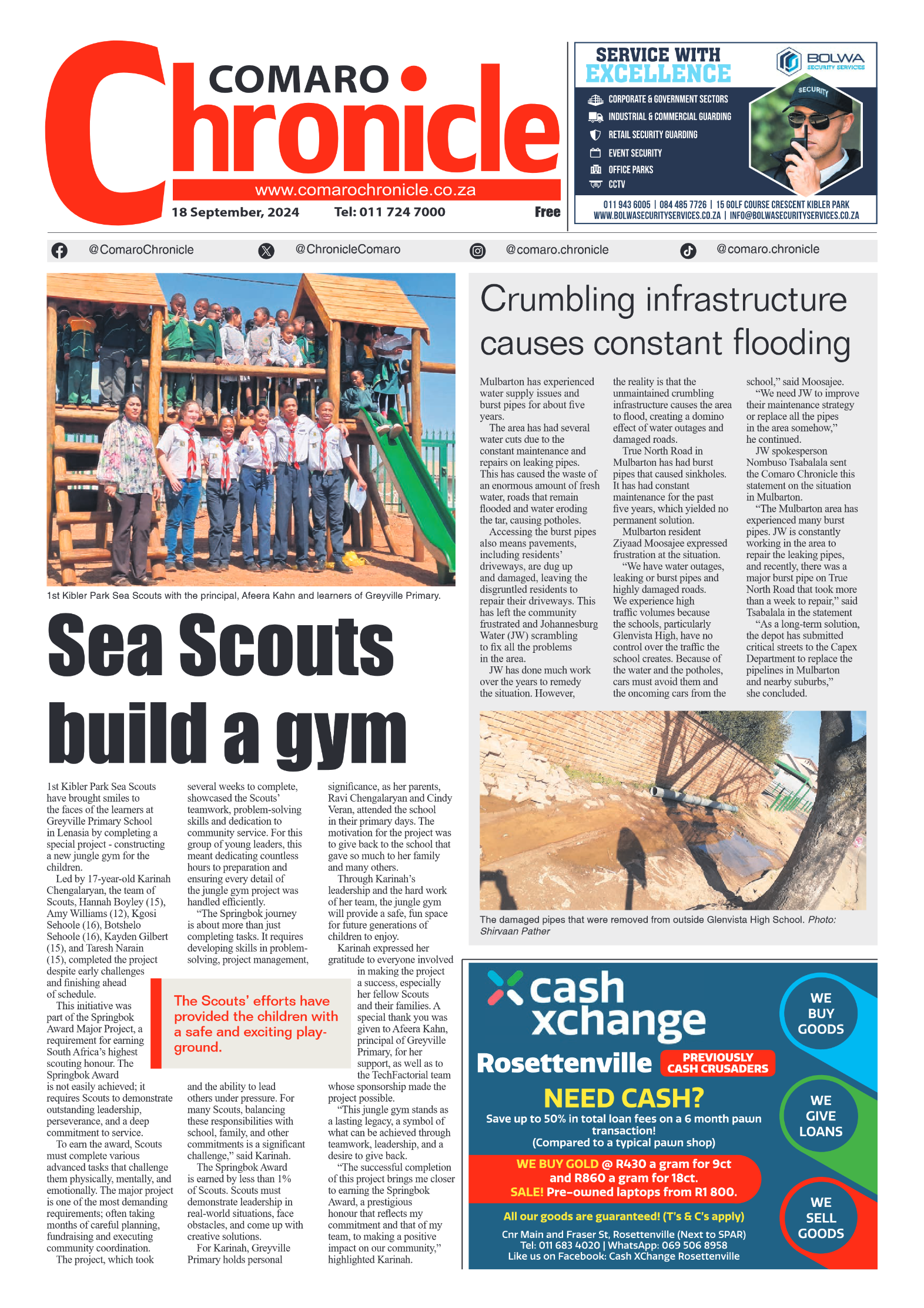Comaro Chronicle 18 September 2024 page 1