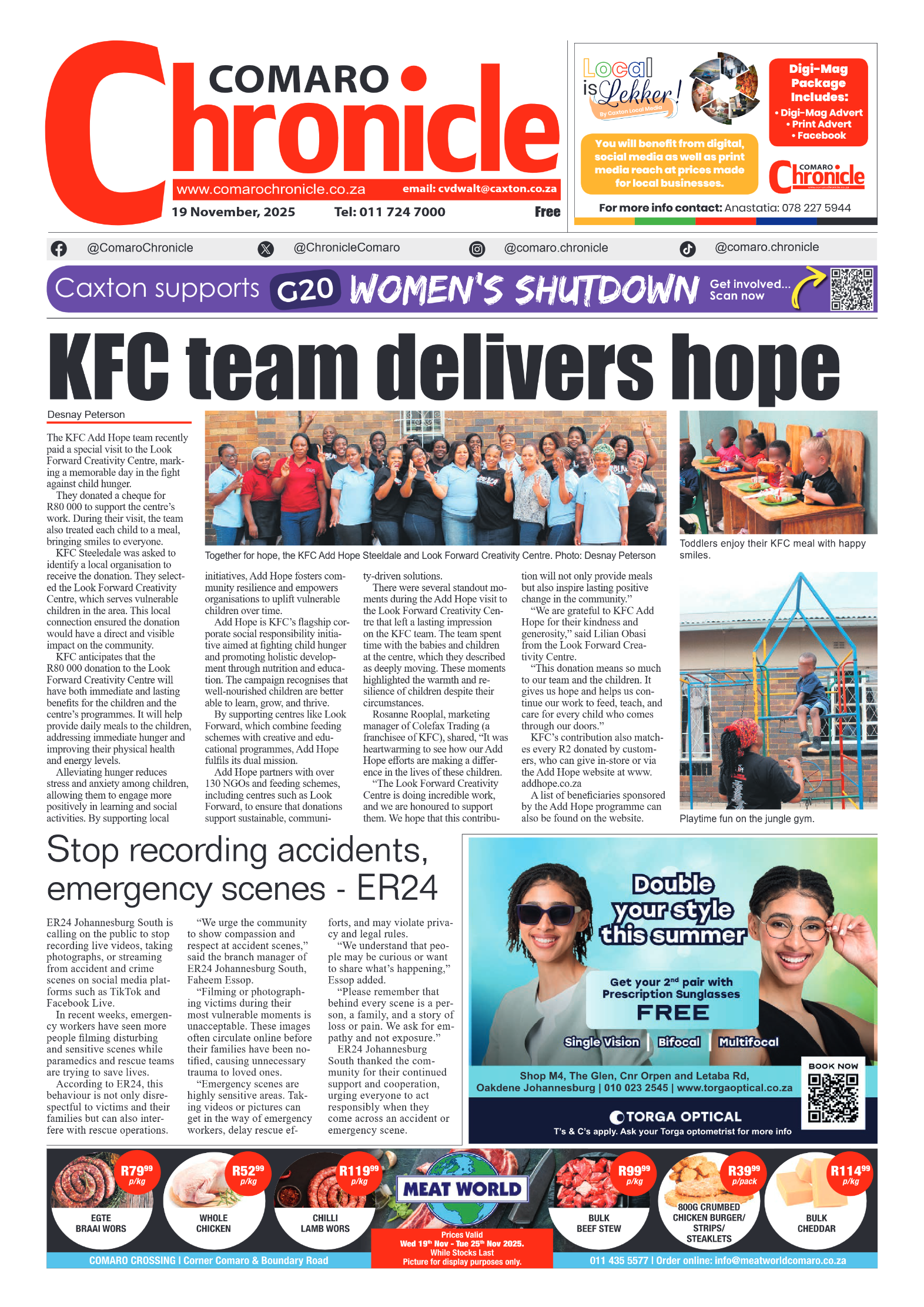 Comaro Chronicle 19 November 2025 page 1