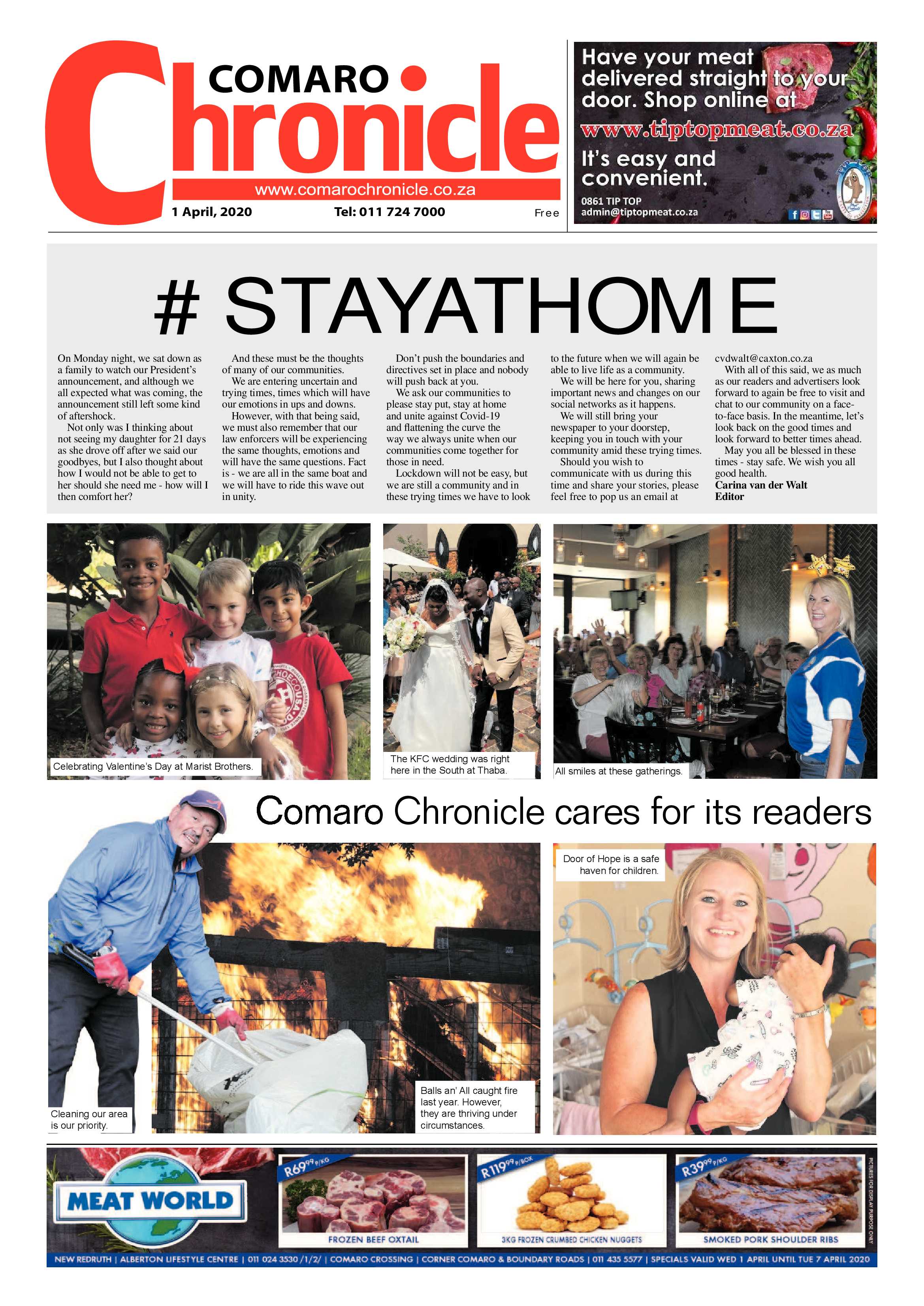 Comaro Chronicle 1 April 2020 page 1